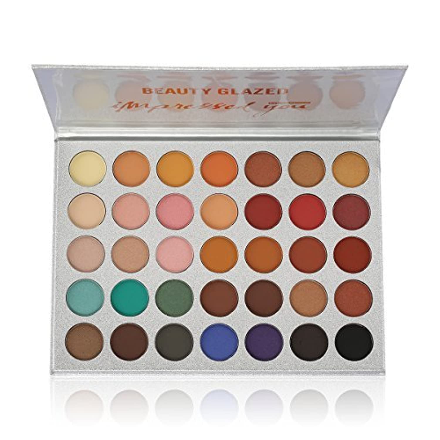 Beauty GlazedPigmented Matte and Shimmer 35 Colors Chunky Eyeshadow Palette Pop Colors Blendable Eye Shadow Powder Make Up Waterproof Eye Shadow Palette Cosmetics