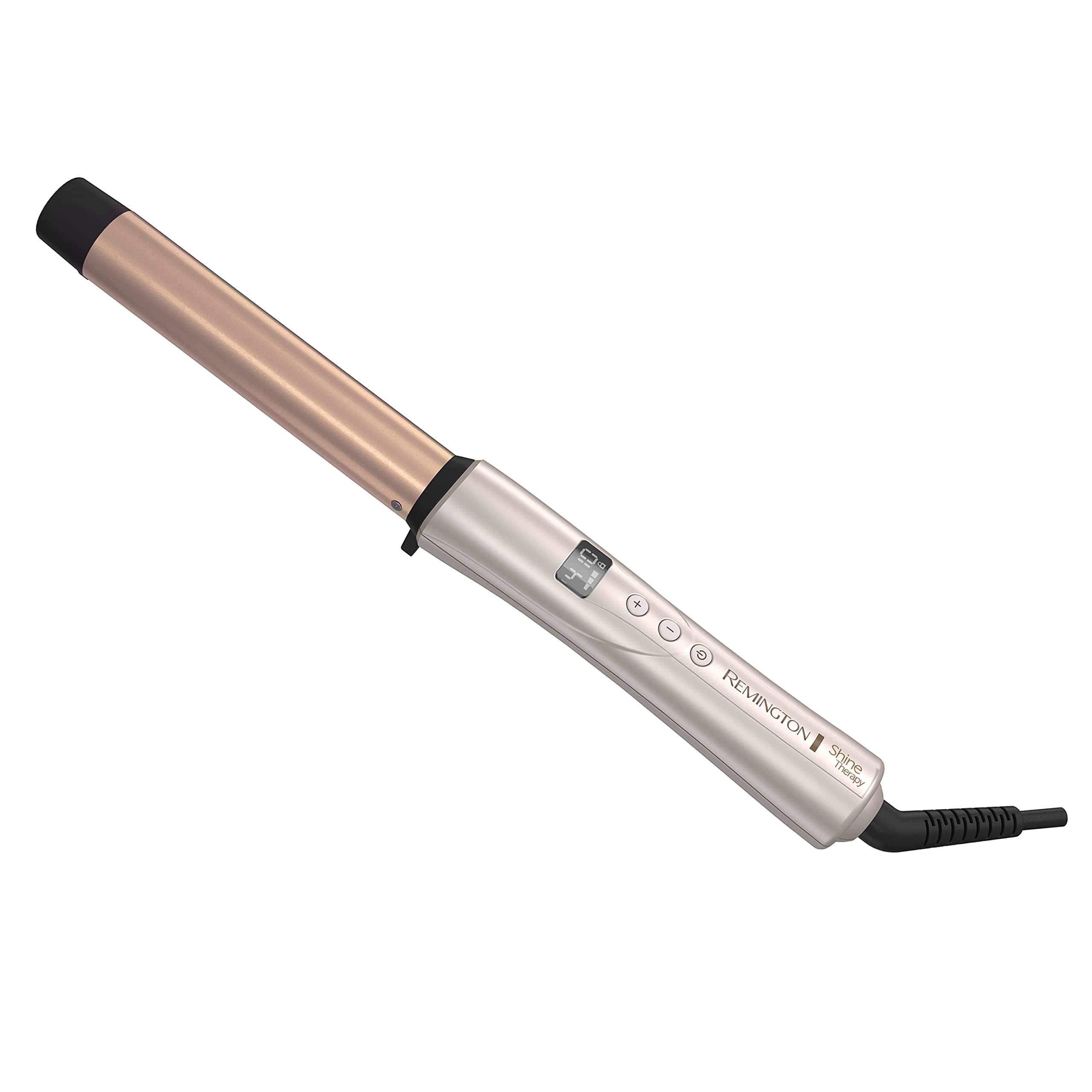 REMINGTON Shine Therapy Argan Oil & Keratin Infused 1 Inch Straight Barrel Curling Wand for Loose Waves, Includes Heat Glove