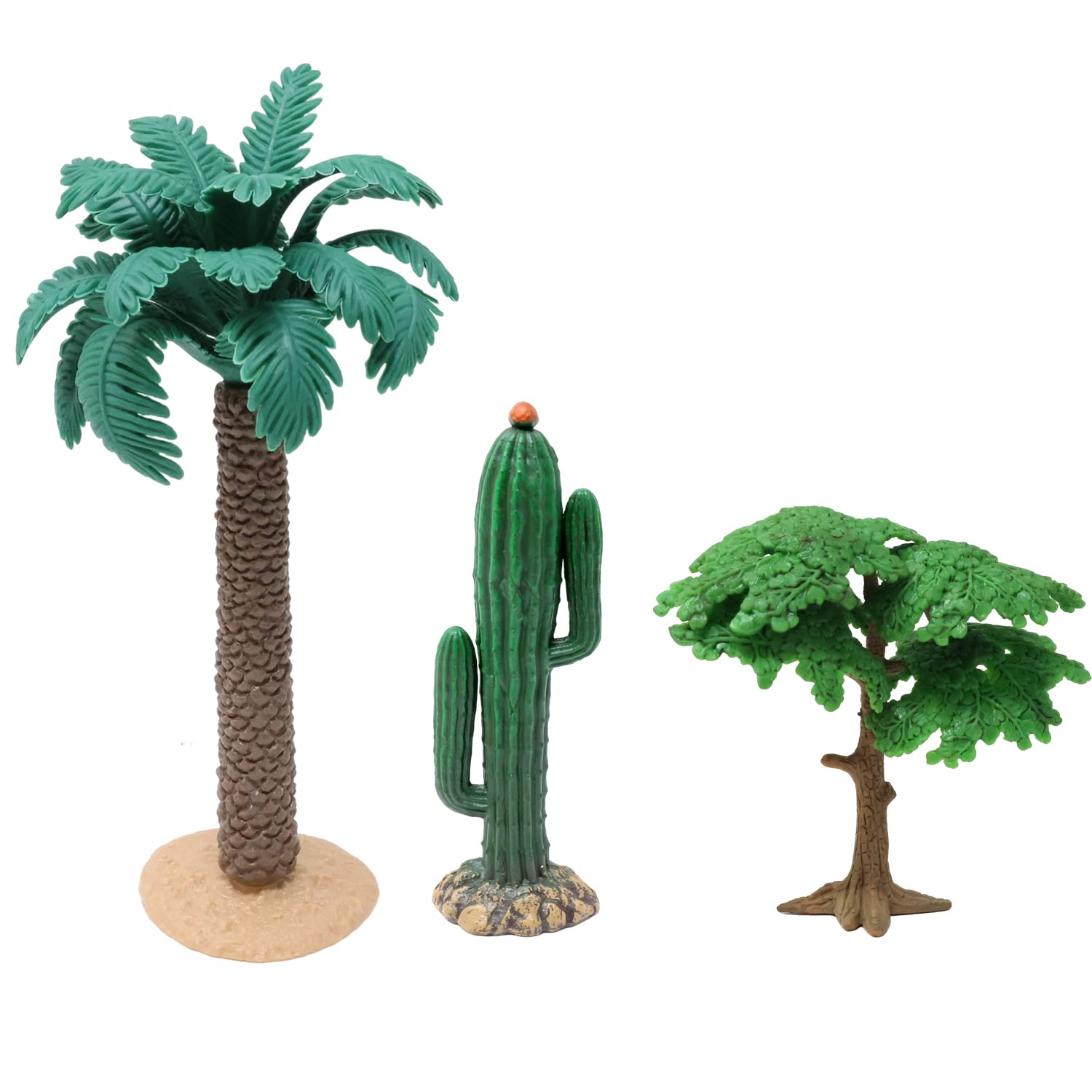 Honbay 3PCS Fake Miniature Trees Model Plastic Artificial Coconut Palm Tree Cactus Plants Statue for DIY Craft Scenery Project (3 Style)