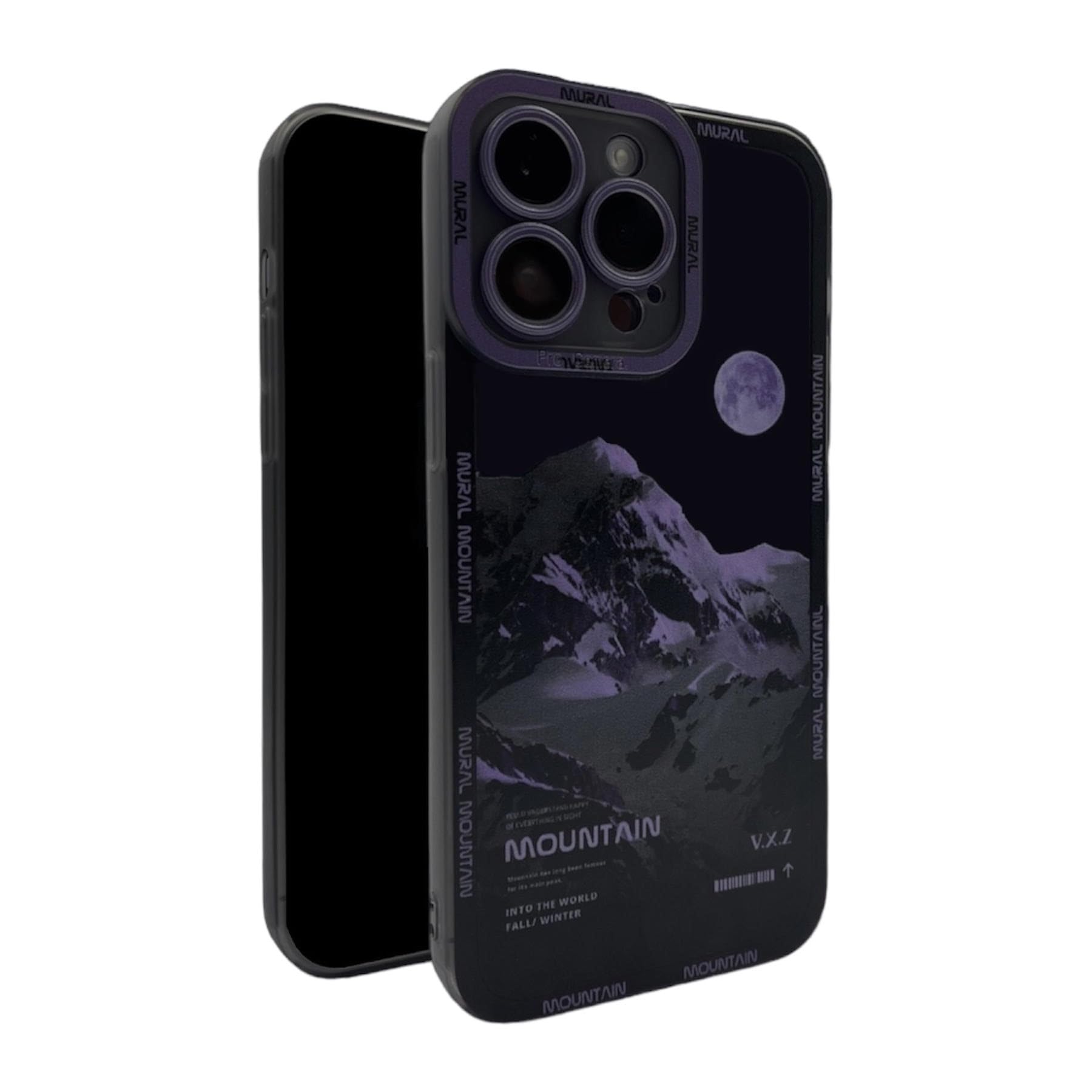 Aesthetic Mountain Scenery Phone Case for iPhone 12 13 14 Pro Max (iPhone 14 Pro, Purple)