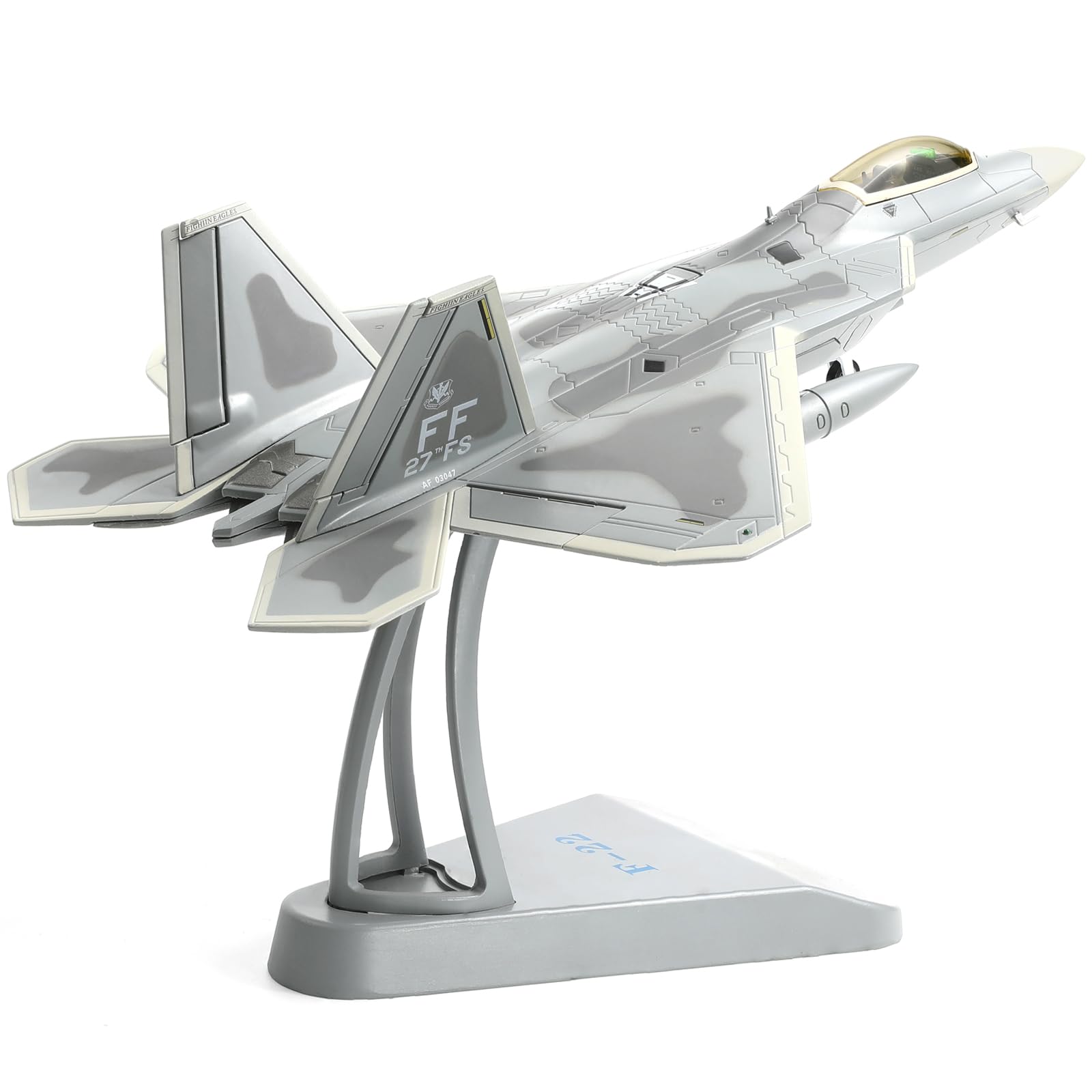 Classic USA F22 Raptor Fighter Attack Pre-Build Model 1:72 Aircraft Alloy Diecast Airplane Military Display Model Aircraft for Collection or Gift (FF 27th FS)