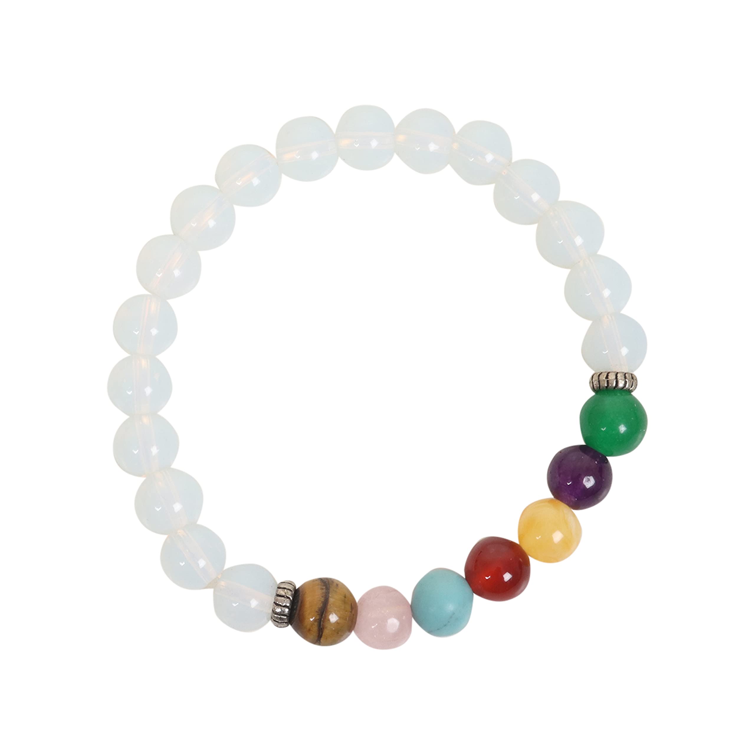 Crazy Sutra® 7 Chakra Crystal Feng Shui Triple Protection Natural Gem Stone Crystal Beads Combo Multi Layered Bracelets for Unisex Round Beads Crystal Stretch Bracelet For Men (FS_7Chakra_Bracelet)