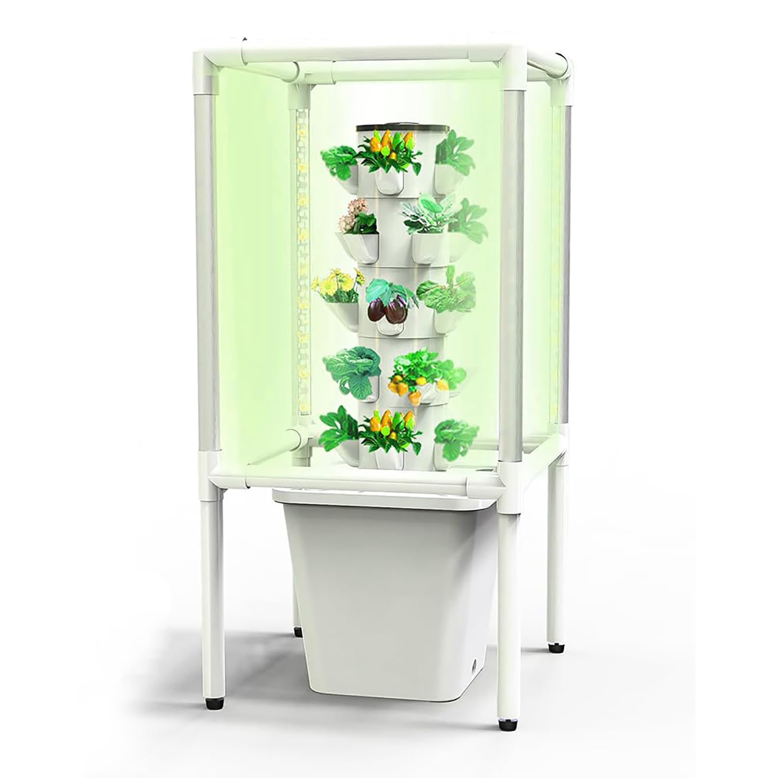 UPIKIT Smart Garden Planter Garden Hydroponics Growing System 30 Pods Plant Germination Kit Hydroponics Tower with LED Grow Light, Aeroponics Growing Kit with Hydrating Pump, Adapter, Net Pots, Timer