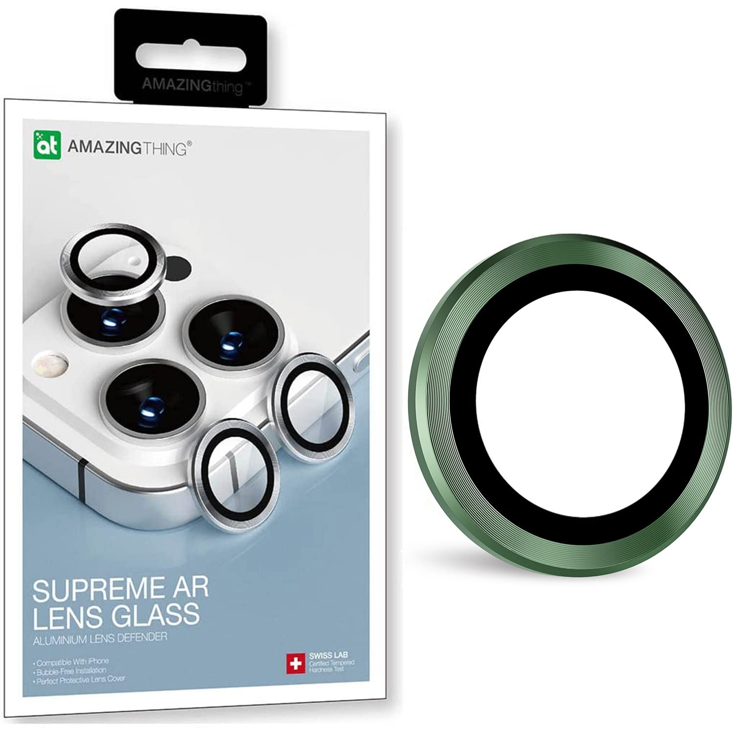 AMAZINGthing Amazing Thing SUPREME AR Lens Defender for iPhone 13 PRO Camera Lens Protector and iPhone 13 Pro MAX Camera Lens Protector [3 Lens] - Green