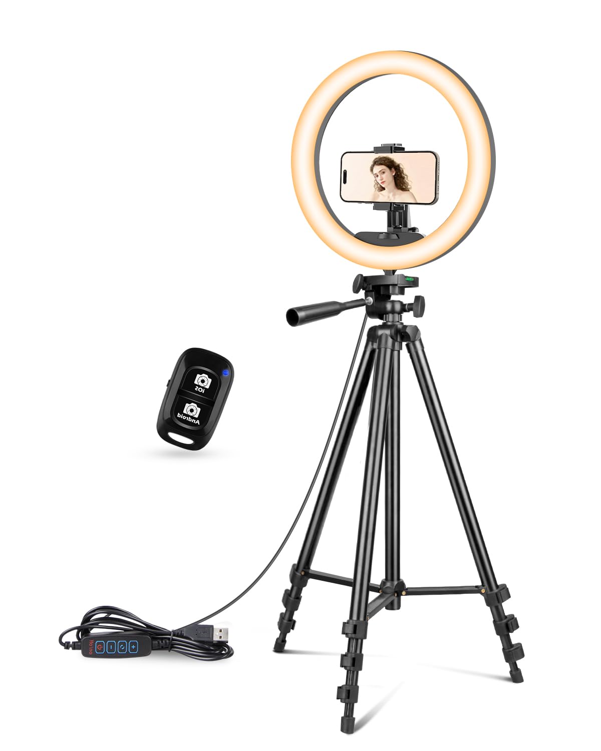 UBeesize12 inch Ring Light with Stand, Selfie Ring Light with 50" Extendable Tripod Stand & Phone Holder for Live Stream/Makeup/YouTube Video