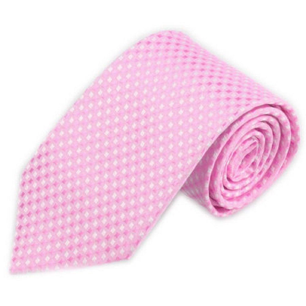 Men's Dot Woven Microfiber Men's Tie - White and Pink Dot