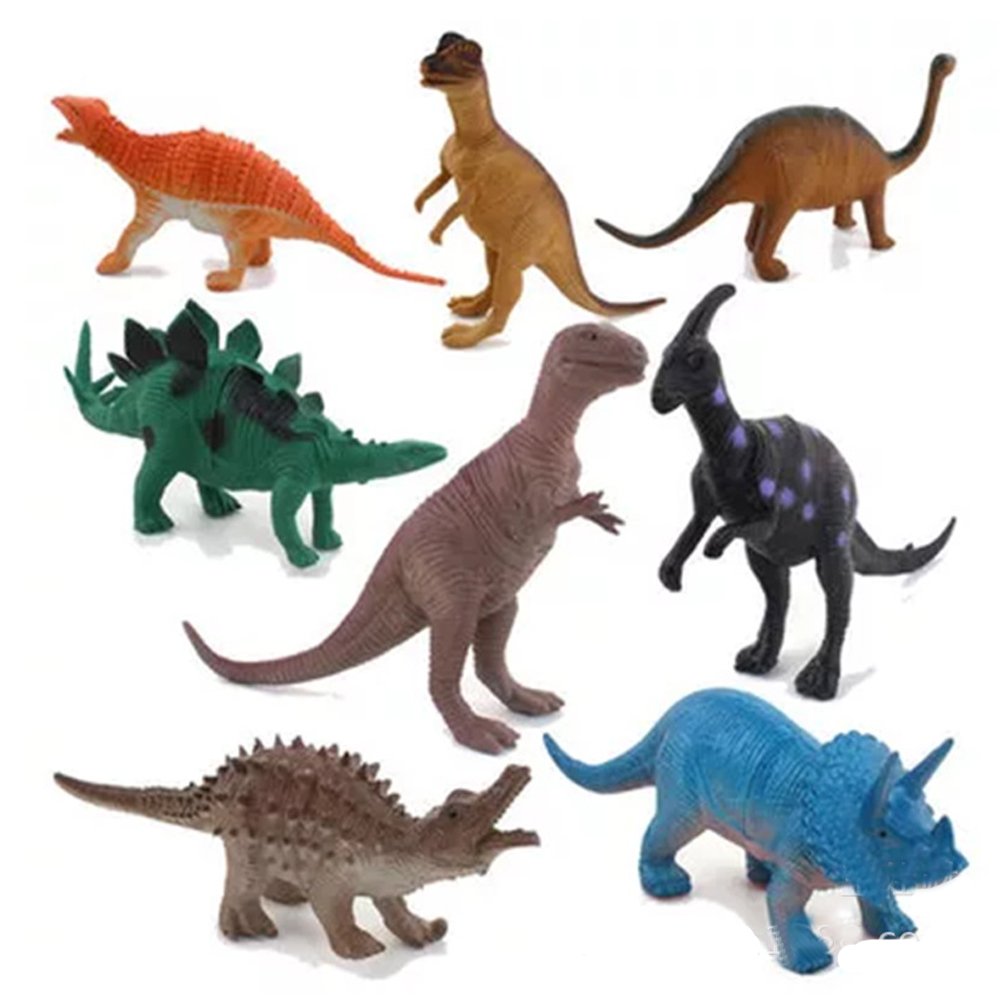 LU2000AniWorld Dinosaur Play Figurines Toy Plastic Figures, Assorted Dinosaurs Model Set of 8 Pcs for Lost World Playmat, Kids Tub Play Toys