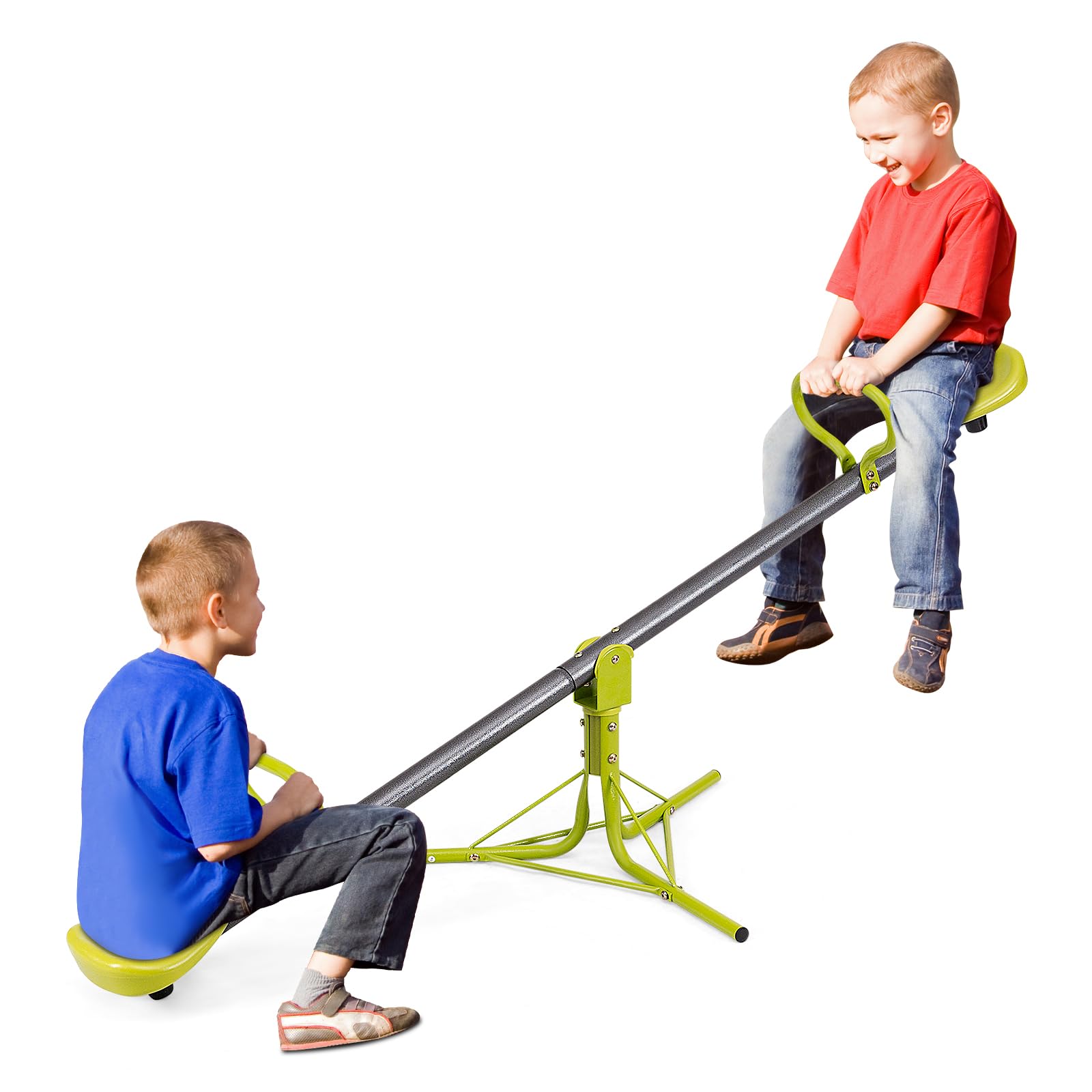 Costzon Teeter Totter Seesaw for Kids Outdoor, Preschool Swivel Seesaw Playground Equipment, 360 Degree Rotation, Indoor Outdoor Play Equipment for Toddlers, Suitable for Home, Backyard Gift Christmas