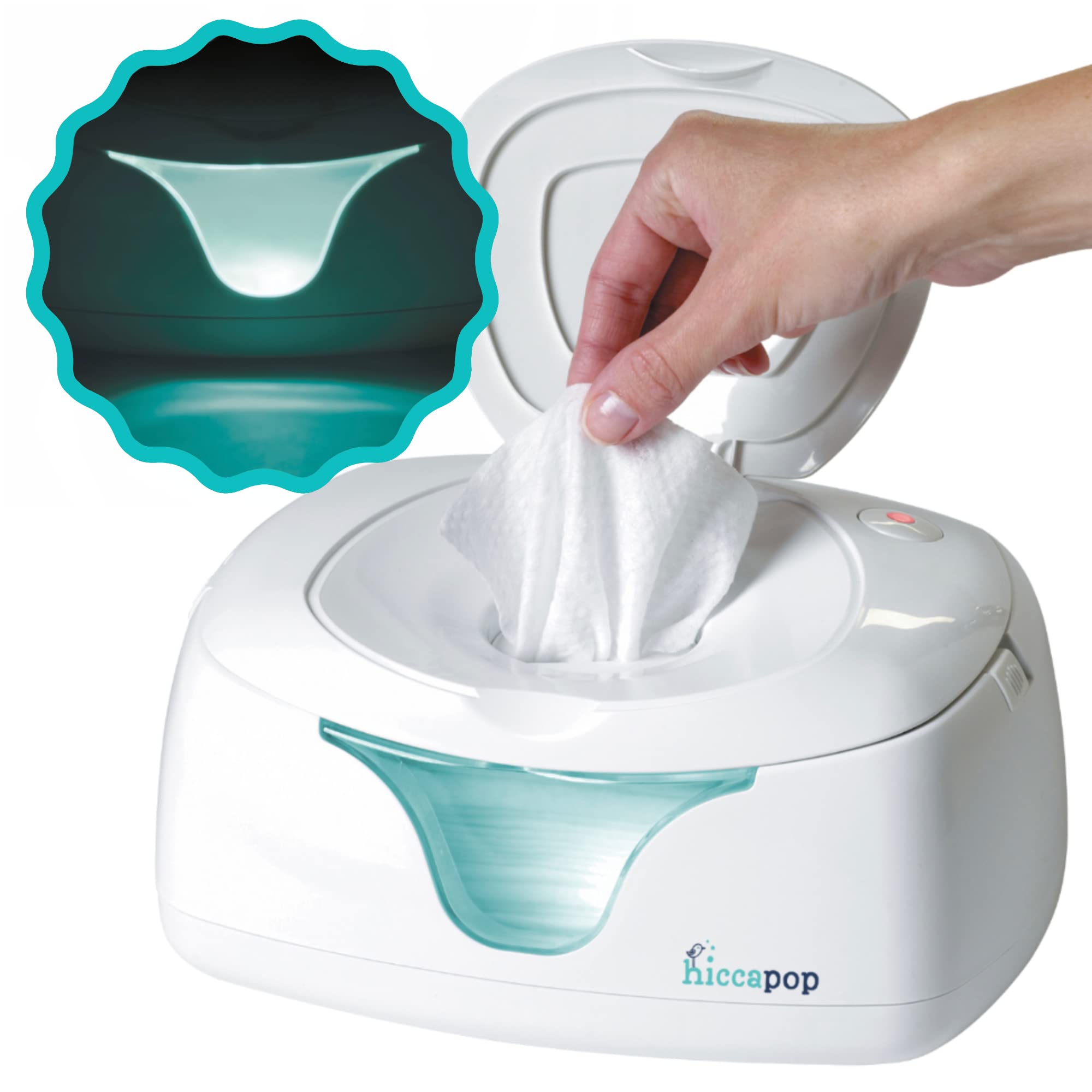 hiccapop Wipe Warmer and Baby Wet Wipes Dispenser | Holder | Case with Changing Light