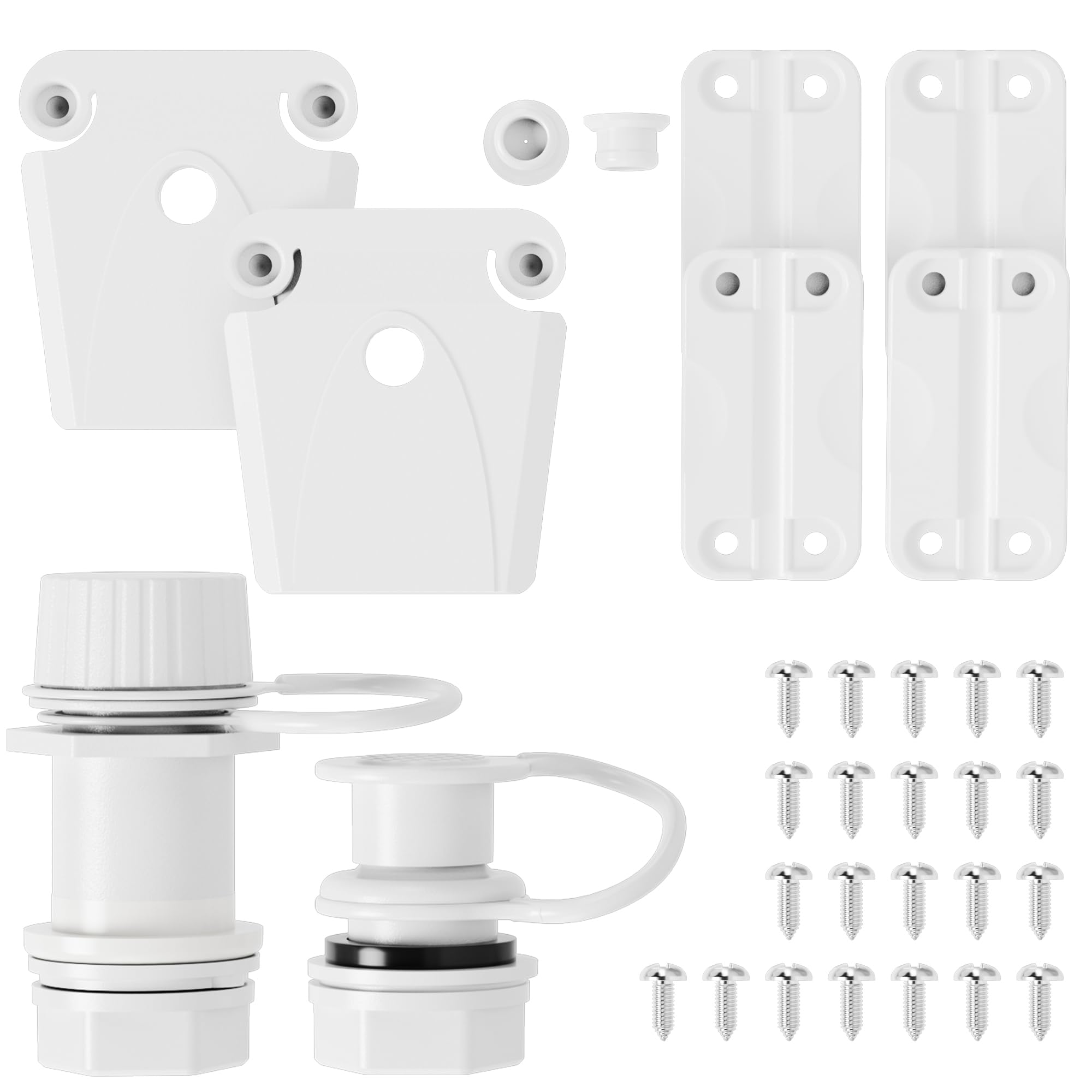 Cooler Replacement Parts Kit for Igloo Coolers, Igloo Cooler Parts,Cooler Plastic Hinges, Cooler Latches and Screws Combo, Threaded Cooler Drain Plug and Triple-Snap Cooler Drain Plug