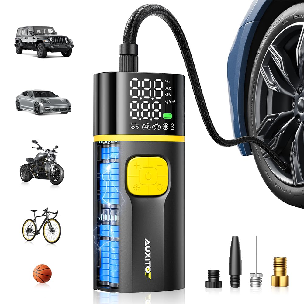 AUXITOA502 Tire Inflator Portable Air Compressor Air Pump for Car Tires 25000mAh Portable Tire Inflator for Car Truck Bike Motorcycle with Tire Pressure Gauge & LED Light, Car Accessories