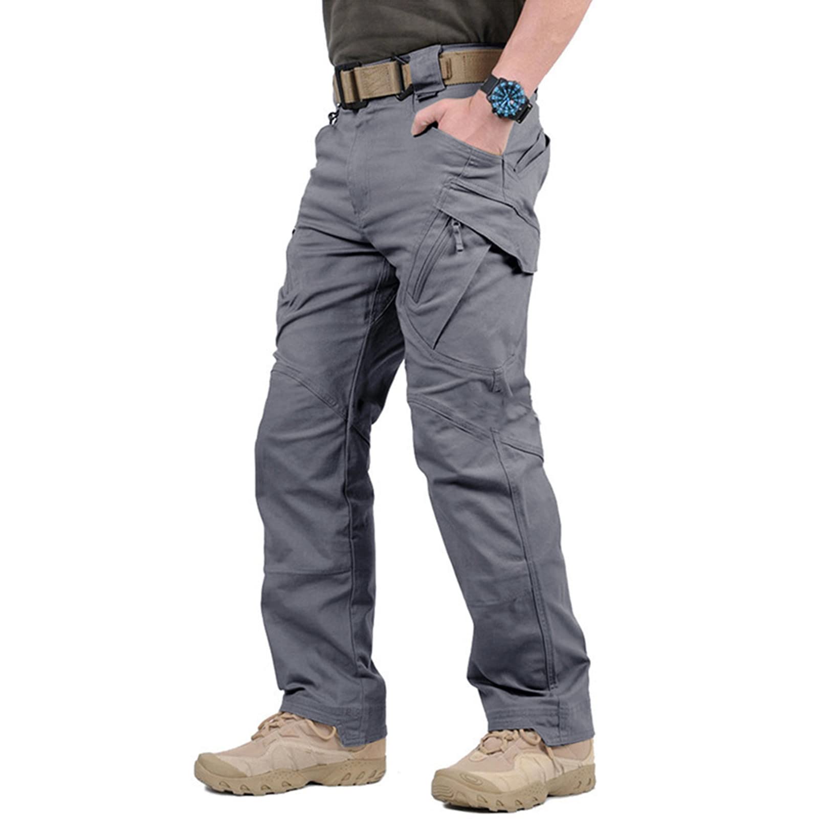 YFFSMens Cargo Work Trousers Combat Tactical Outdoor Casual Pants with Multi-Pockets, Sporty Workout, Lounge, Casual Outdoor Trousers Suitable for Men and Women