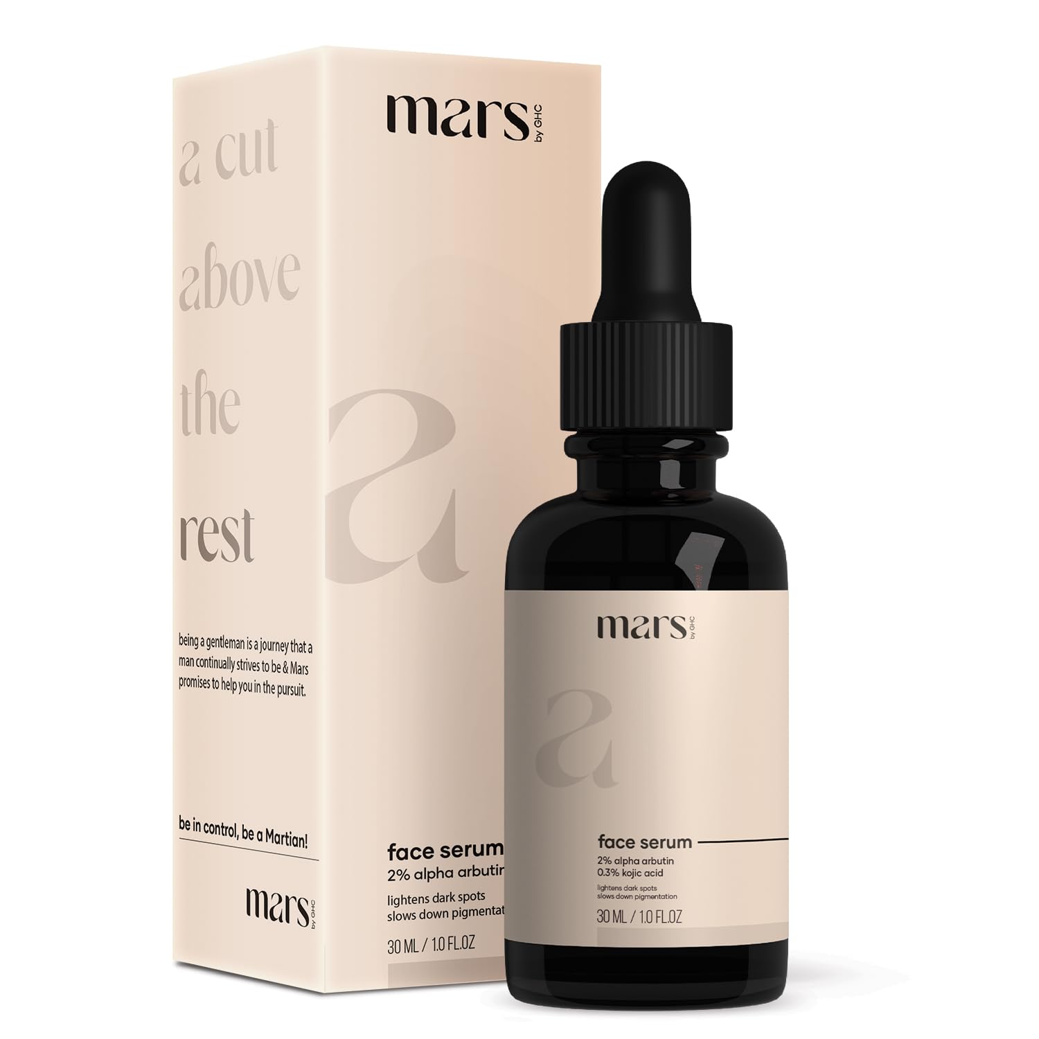 mars by GHC Alpha Arbutin, Kojic Acid, For Dark Spots & Pigmentation, Powered With Kojic Acid, Hyaluronic Acid & Aloe Vera | Chemical Free 30 Ml (Pack Of 1) White