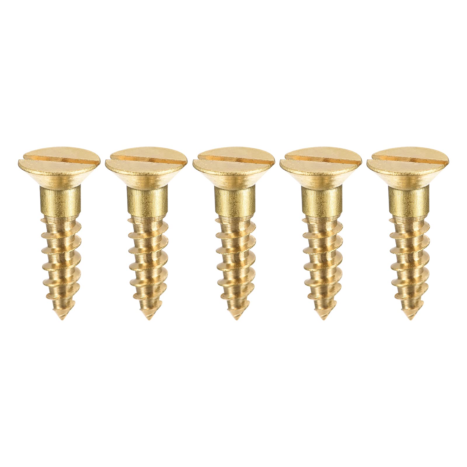 sourcing map Wood Screws M4 x 16mm Slotted Flat Head Brass Self-Tapping Screw 50 Pcs