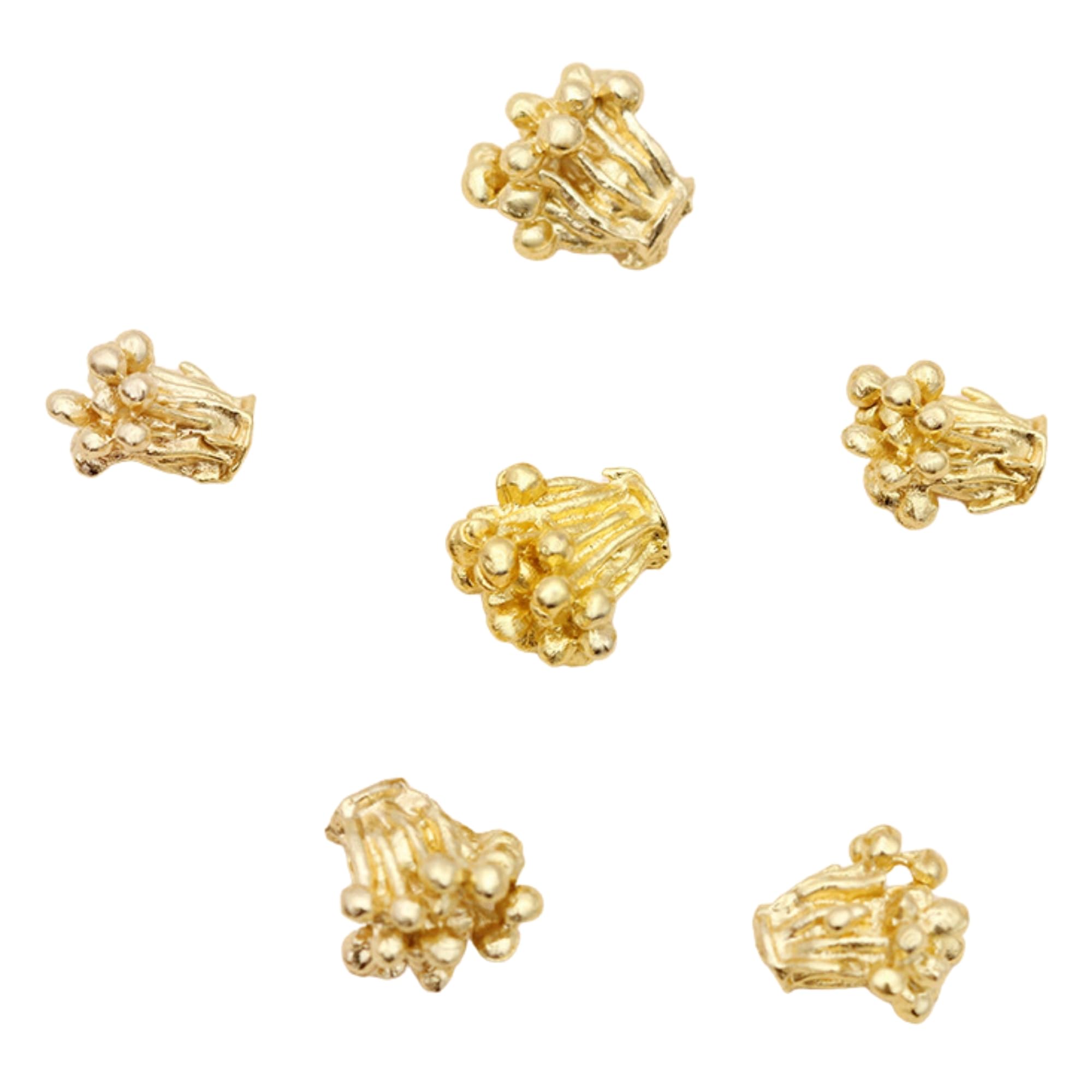 100 Pieces/Lot 6.5x6.8mm Gold Stamen Alloy for Jewelry Making Connection Base, Pistil Blossom Flower Shapes Connectors Charm Findings, Metal Material Bead Caps Accessory for DIY Earrings (Gold Color)