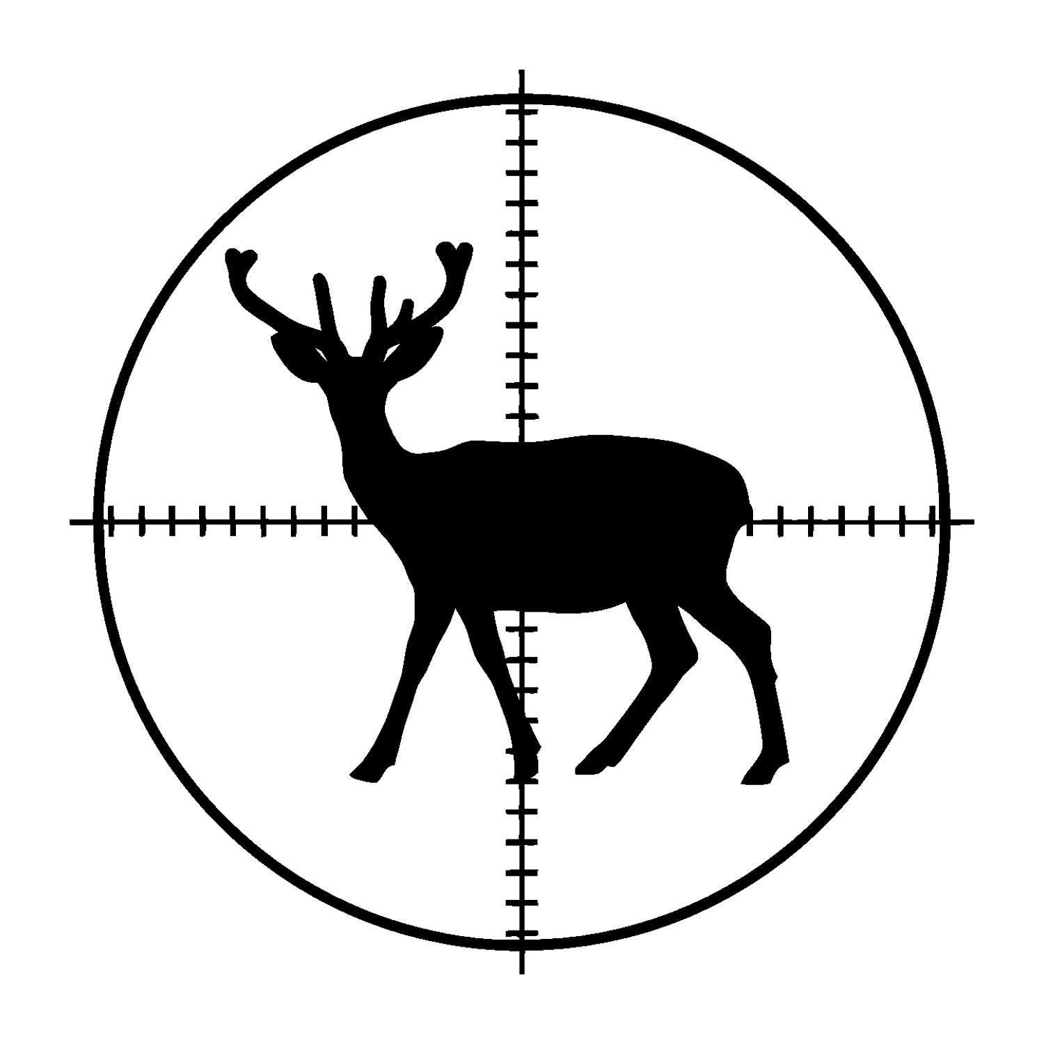 WallDecals4You Fishing Hunting Style Sticker-Hunting Deer Silhouette Target Hunter-Wall Decal Sticker-Man Cave Club Room Wall Decor Decals-Removable-BxSxK00-17-71-11x11 in