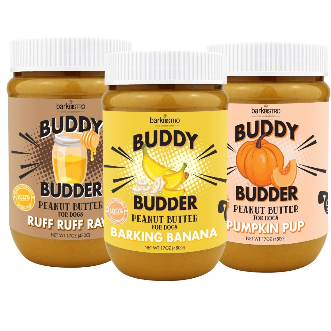 Pumpkin Pup + Ruff Ruff Raw + Barkin Banana Buddy BUDDER, 100% Natural Dog Peanut Butter, Healthy Dog Treats - Made in USA (Set of 3)