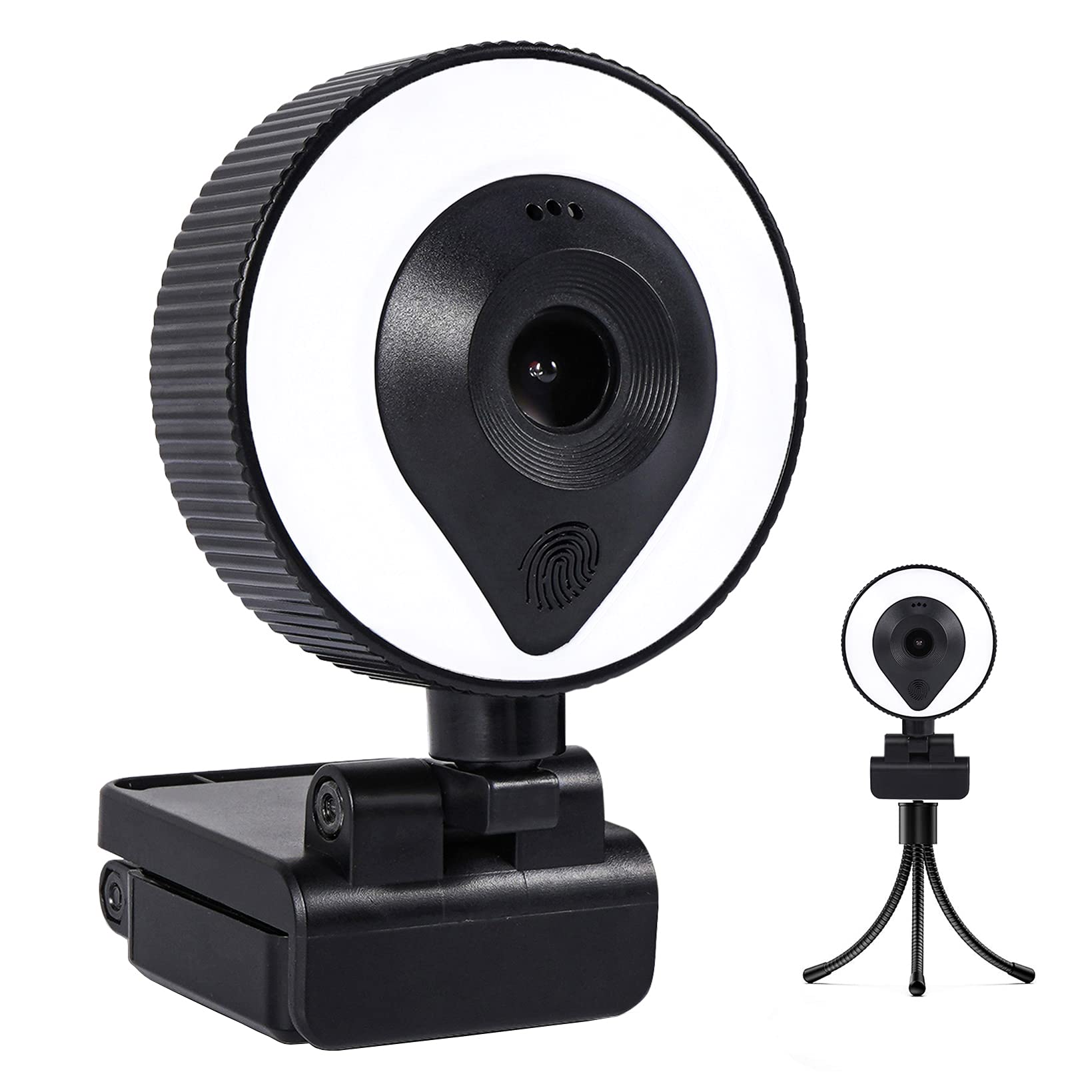 2K Webcam, HD Autofocus Webcam with Microphone, Adjustable Light Computer Camera with Built-in Mic and Tripod Stand, Plug and Play USB Webcam for Laptop Desktop Video Calling