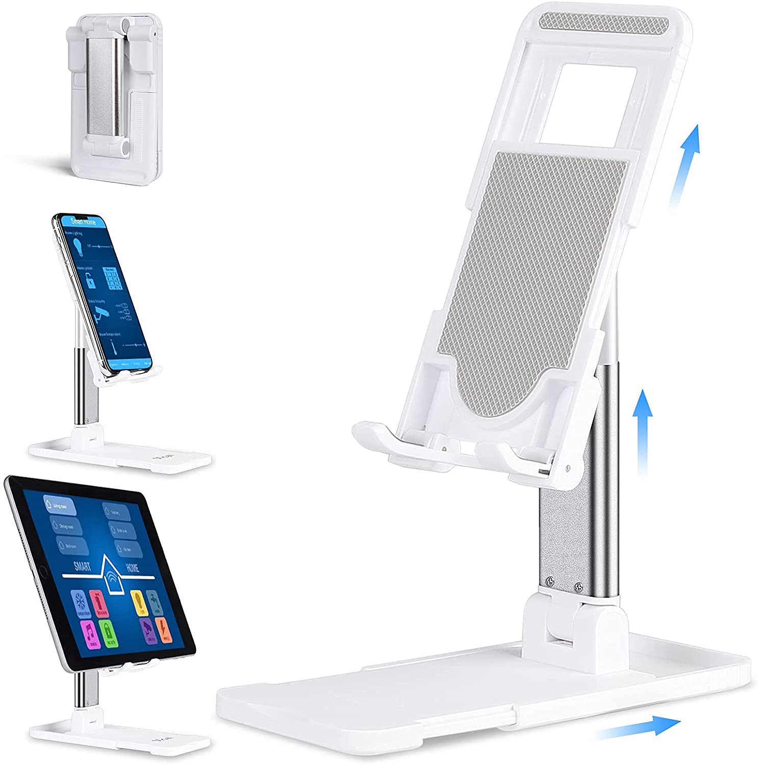 TyCom Cell Phone Stand, Adjustable Phone Stand for Desk, Foldable Tablet Stand Holder for iPhone 12 Pro Max / 12 Mini / 11 SE X XS Samsung Galaxy S20+ S20 S10+ S10 iPad Pro/Air/Mini (Upgrade)