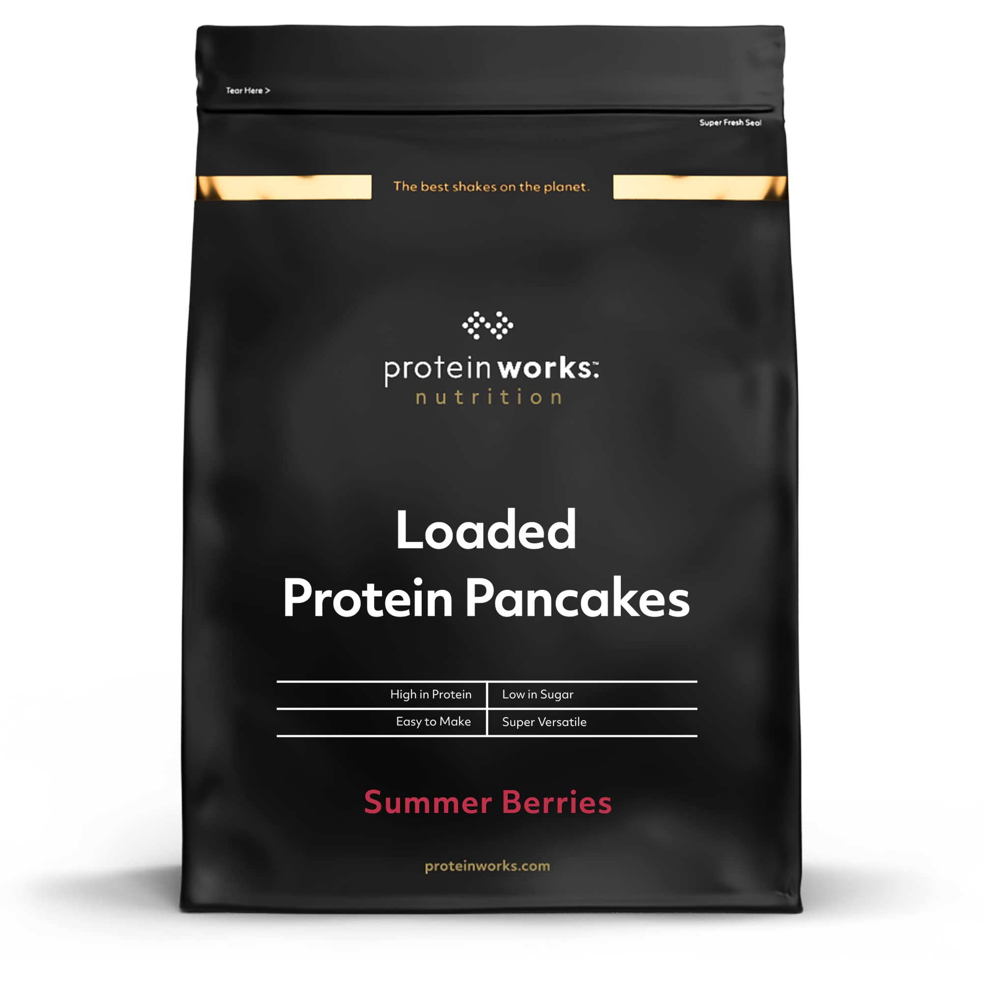 Protein Works - Loaded Protein Pancake Mix | Premium Pancake Mix | High Protein Pancakes | High Protein Breakfast | Low Sugar Snack | 16 Servings | Summer Berries | 1kg