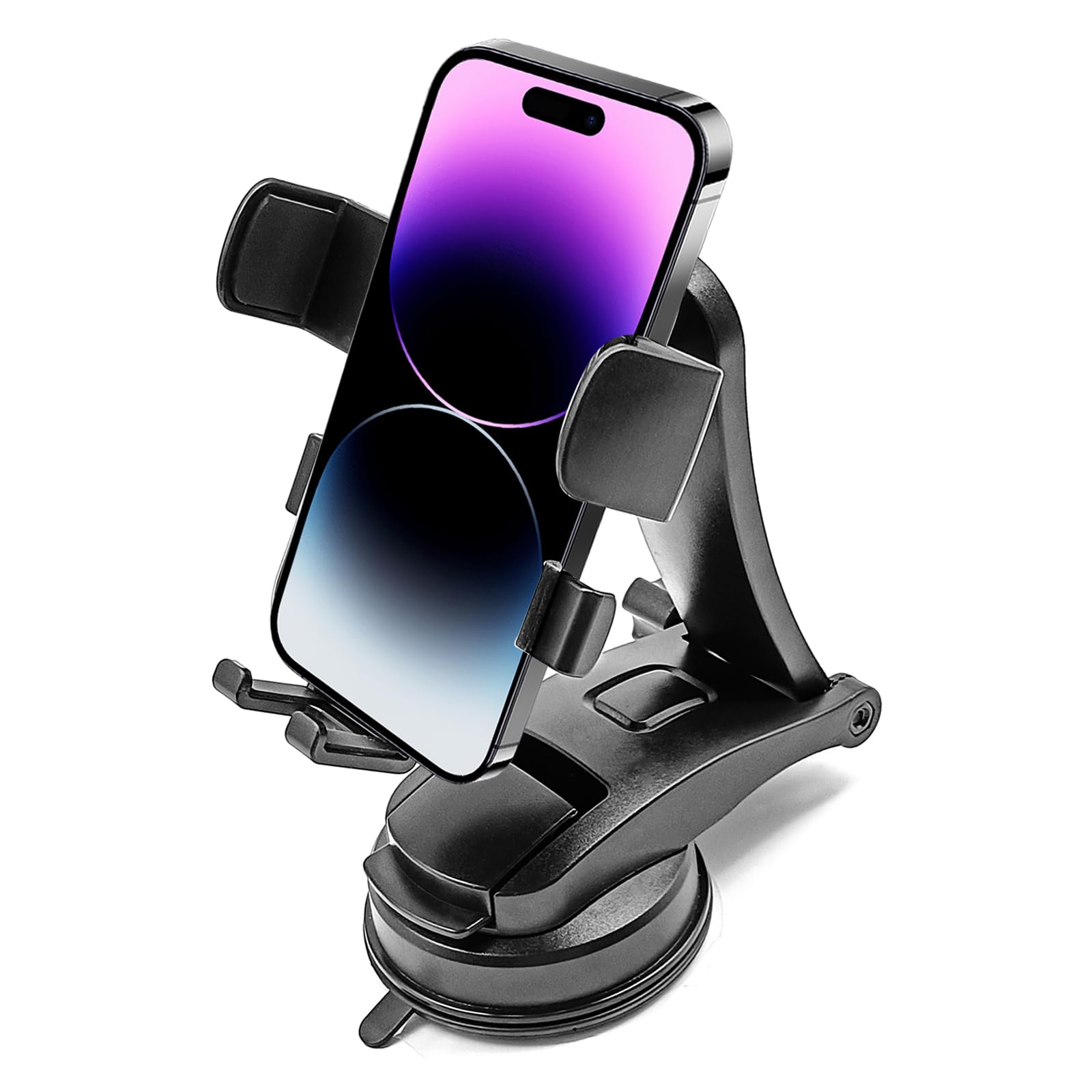 Car Phone Holder Mount Clip, Upgraded 3-in-1 Car Phone Holder Mount, Powerful Vacuum Suction Phone Mount for Car Dashboard Air Vent Windshield, 360° Adjustable, for All iPhone Android Phone