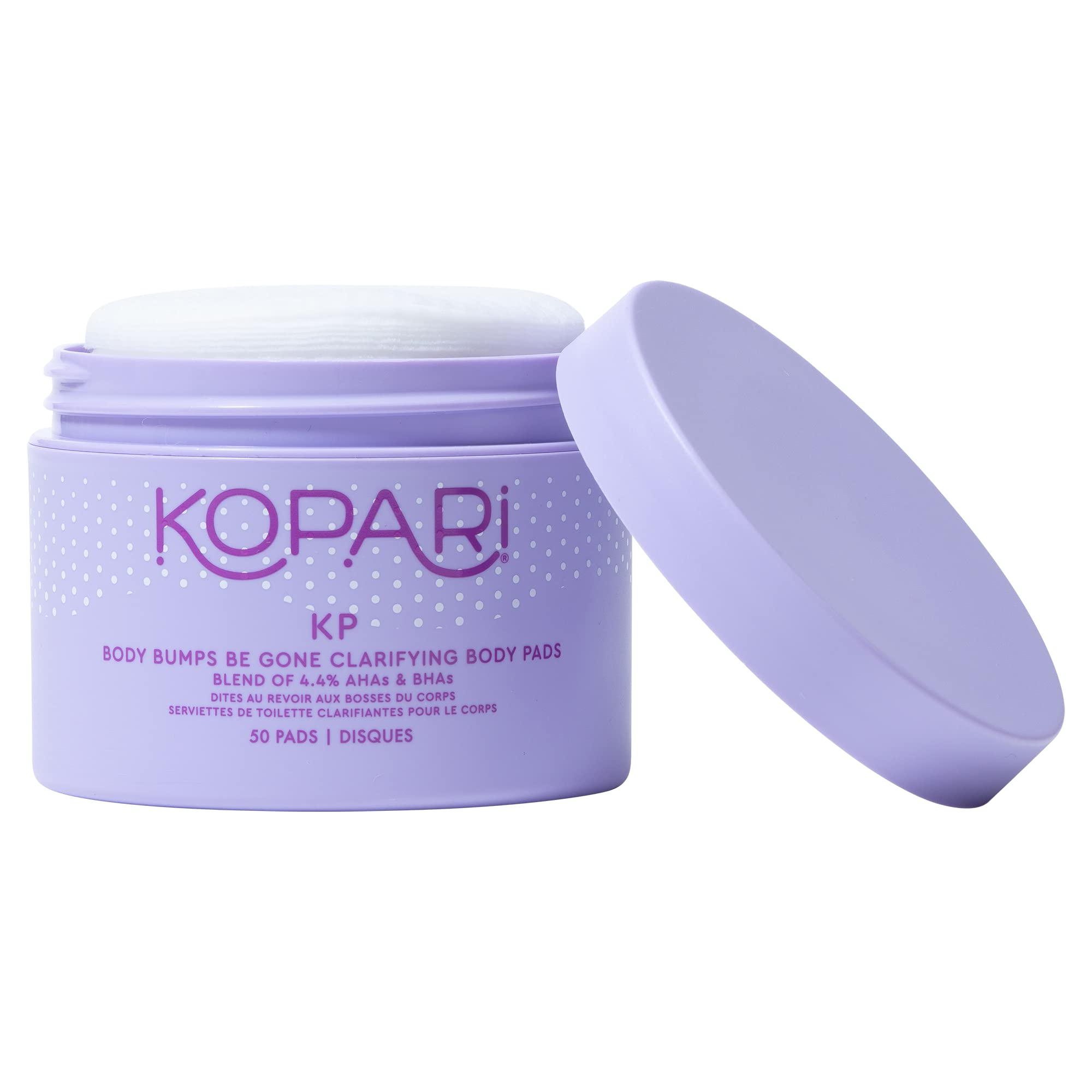 KopariKP Body Bumps Be Gone Clarifying Body Pads with 4.4% AHAs & BHAs | Reduces the Appearance of Pores and Bumps | Brighten Dark Spots & Smooths Skin Texture | 50 Pads