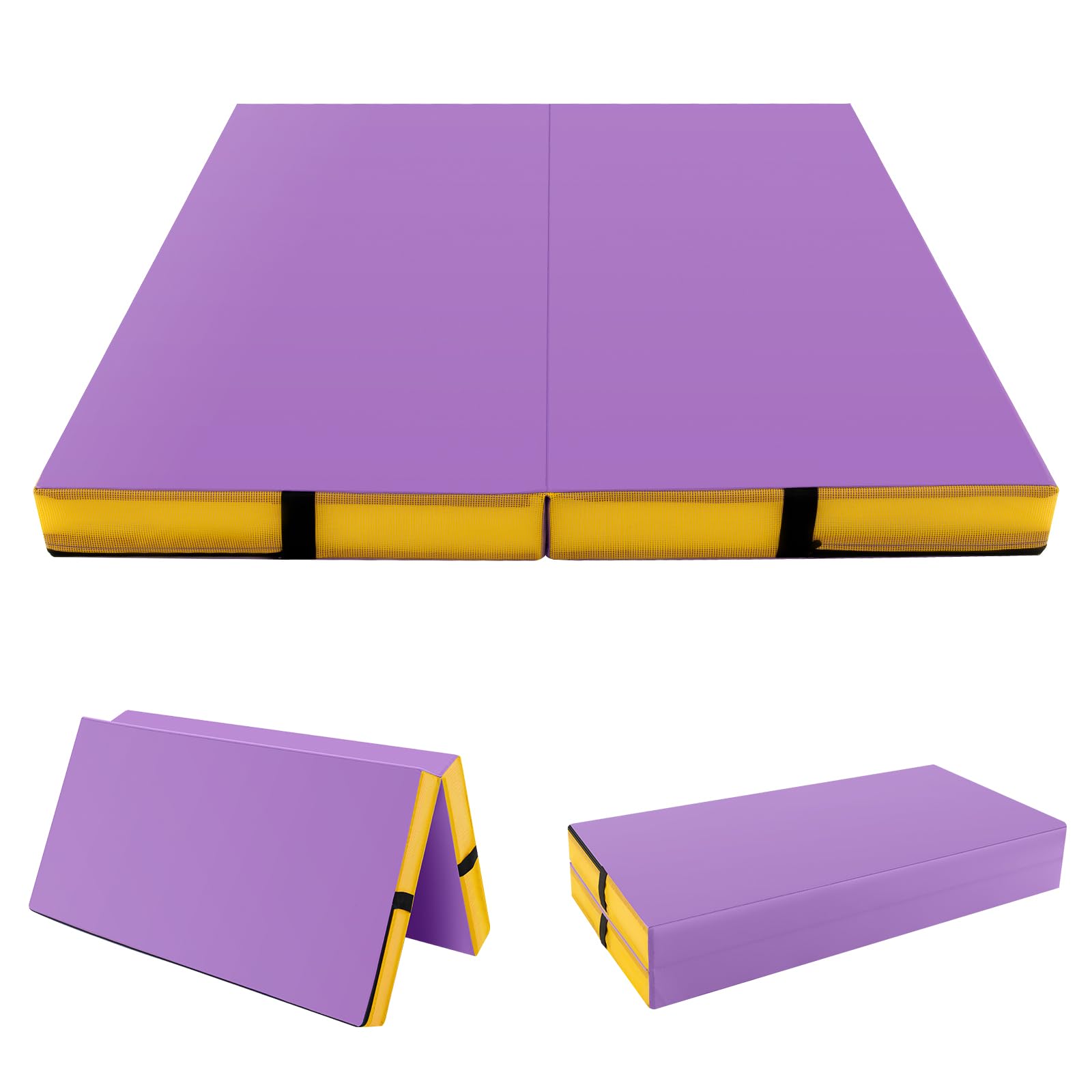 Giantex 4" Thick Folding Gymnastics Mat, 4' x 4' Tumbling Mat with Carry Handles, Bio-Folding Gym Mat for Kids, Cheer Mat for Tumbling, Tumble Mat for Gymnastics