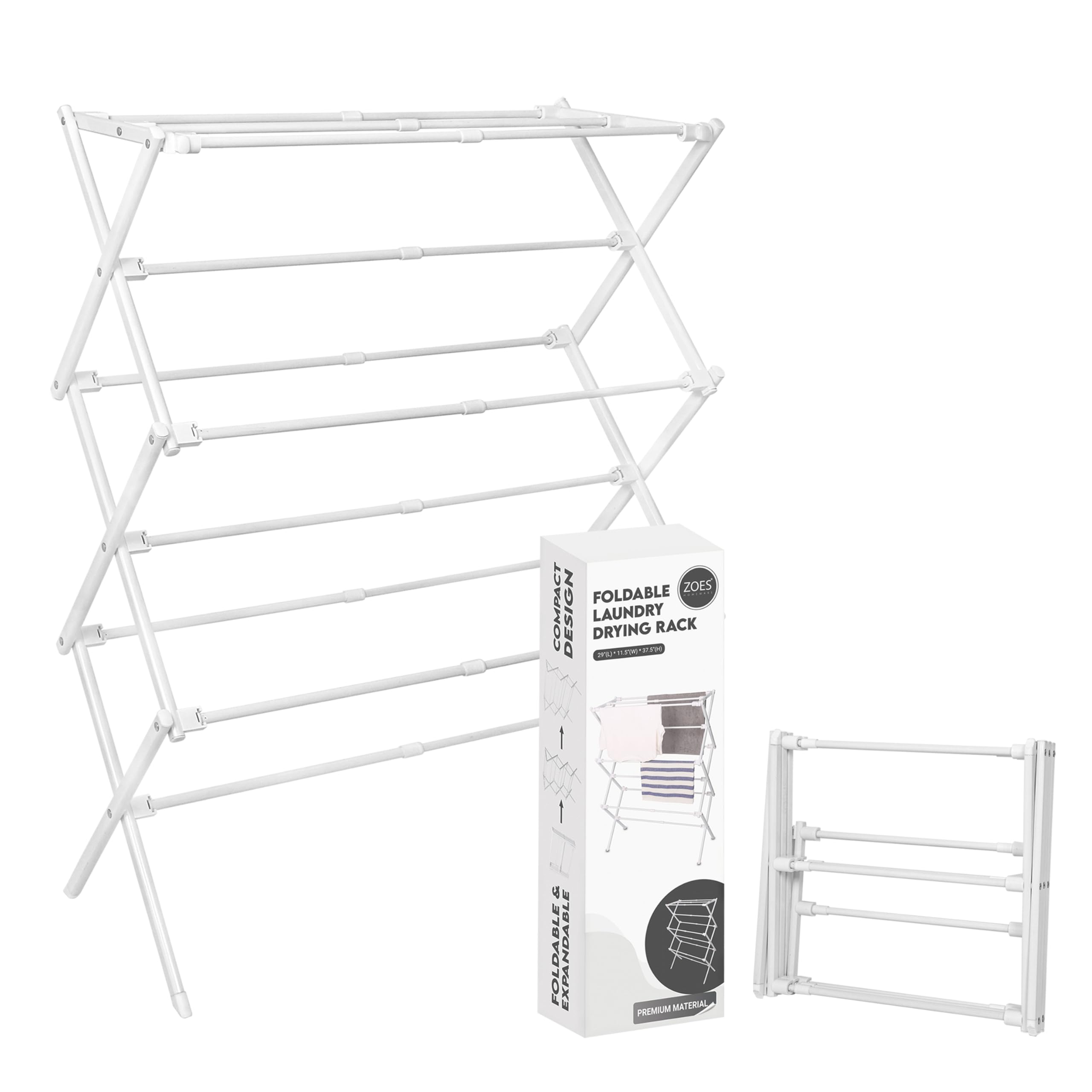 2024 Enhanced Clothes Drying Rack | Foldable Drying Rack Clothing for Laundry | Small Collapsible Portable Dryers for Laundry | Use for Indoor & Outdoor | White 37.5"x29"x12"