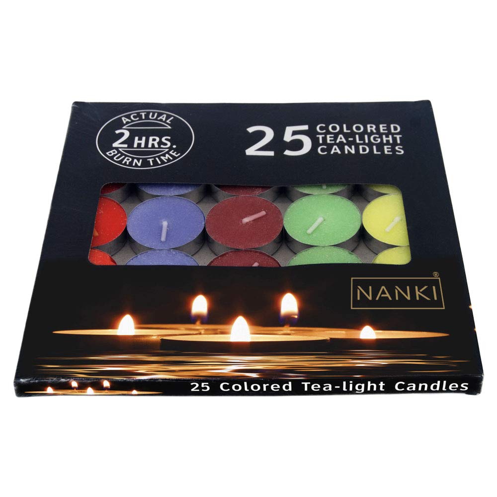 Nanki Trades Wax Tealight Candles (Multicolor, Set of 25, 2 Hours Burn Time)