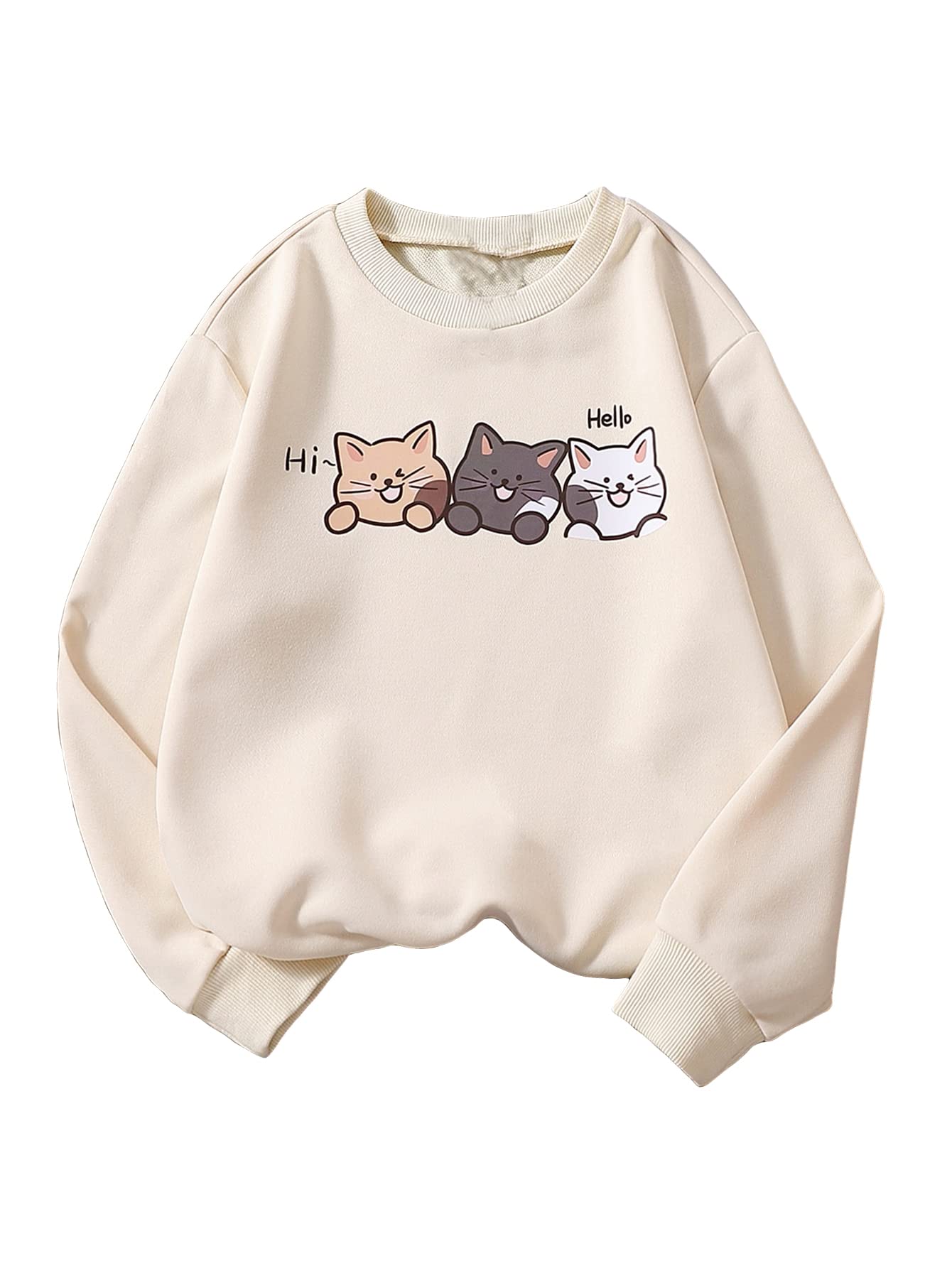 SOLY HUX Girl's Heart Letter Print Crew Neck Sweatshirt Long Sleeve Pullover Tops T Shirt