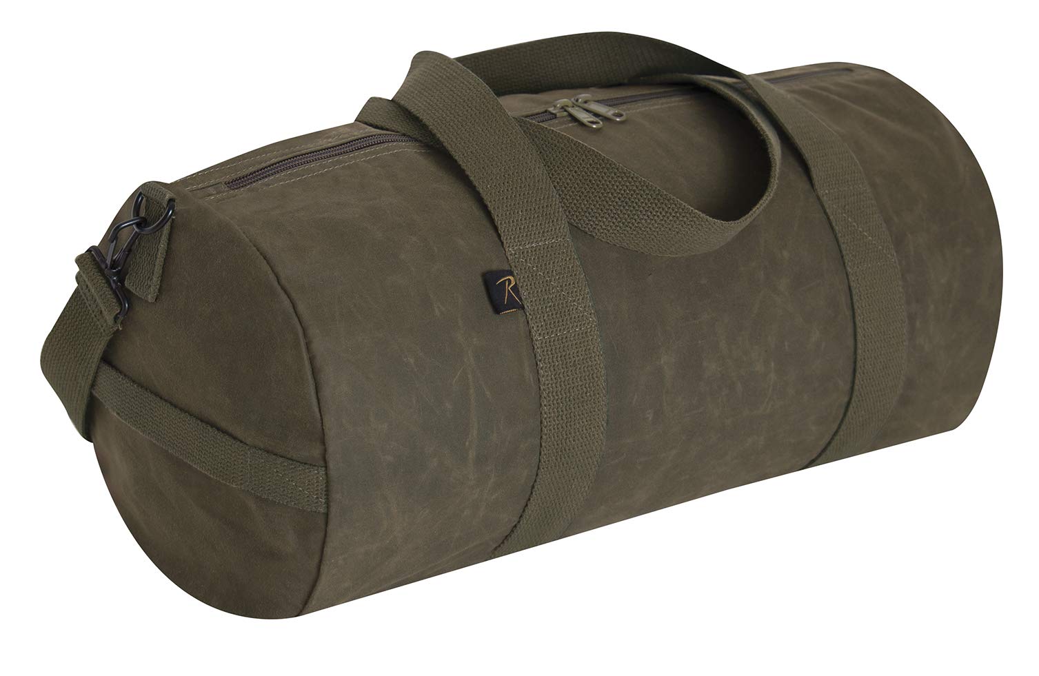 Waxed Canvas Shoulder Duffle Bag - 19 Inch, Olive Drab