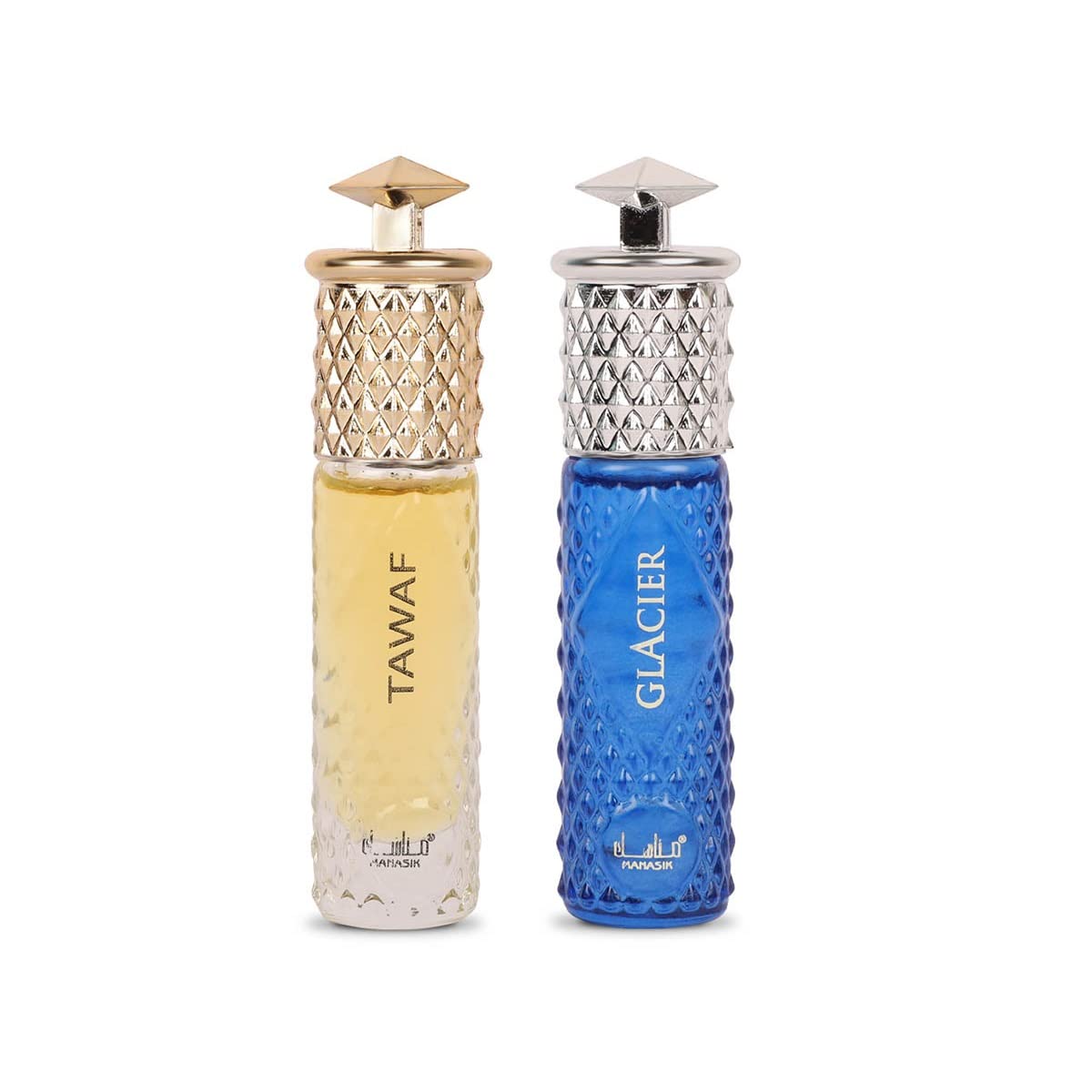 Manasik Set of 2 Alcohol Free Premium Attar, Tawaf & Glacier, Fresh & Soothing Fragrance, Long Lasting Roll on Itra For Men & Women, 6ml Each