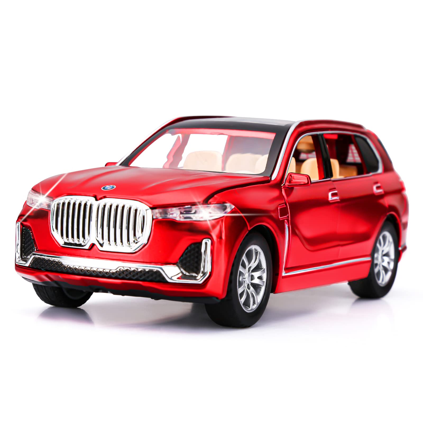 VARIYA ENTERPRISE® 1:32 BMW X7 Toy Car Metal Pull Back Diecast Car with Openable Door and Sound Light, Gifts Toys for Kids【 RED 】