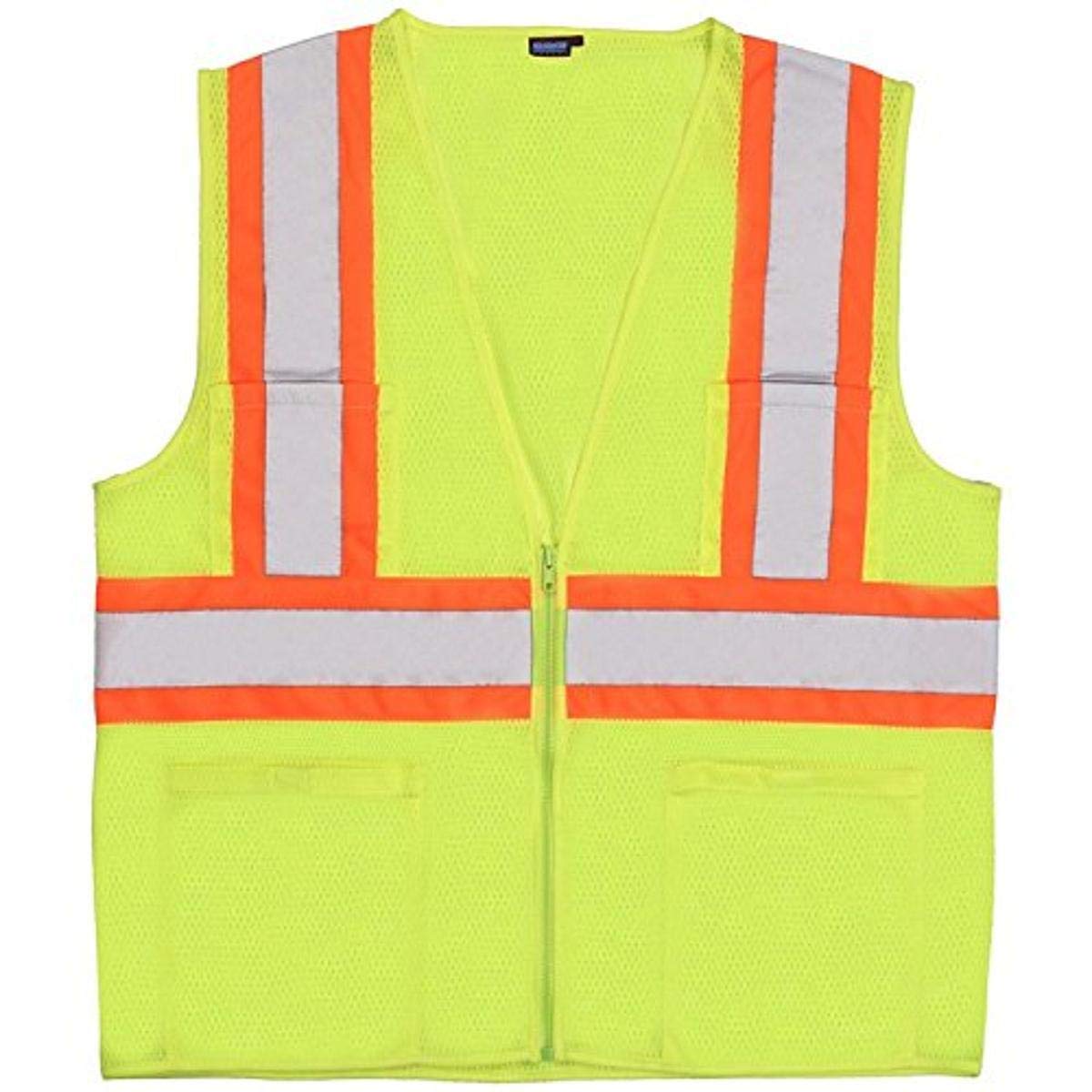 ERB 61817 S383P Class 2 Mesh Contrasting Trim Safety Vests, Hi-Viz Lime, X-Large