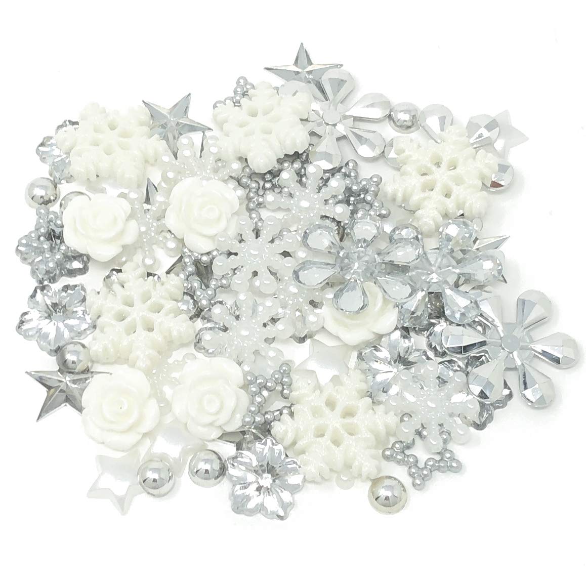 Special Touches 80 Mix Shabby Chic Resin Flatbacks Craft Cardmaking Embellishments (Winter)