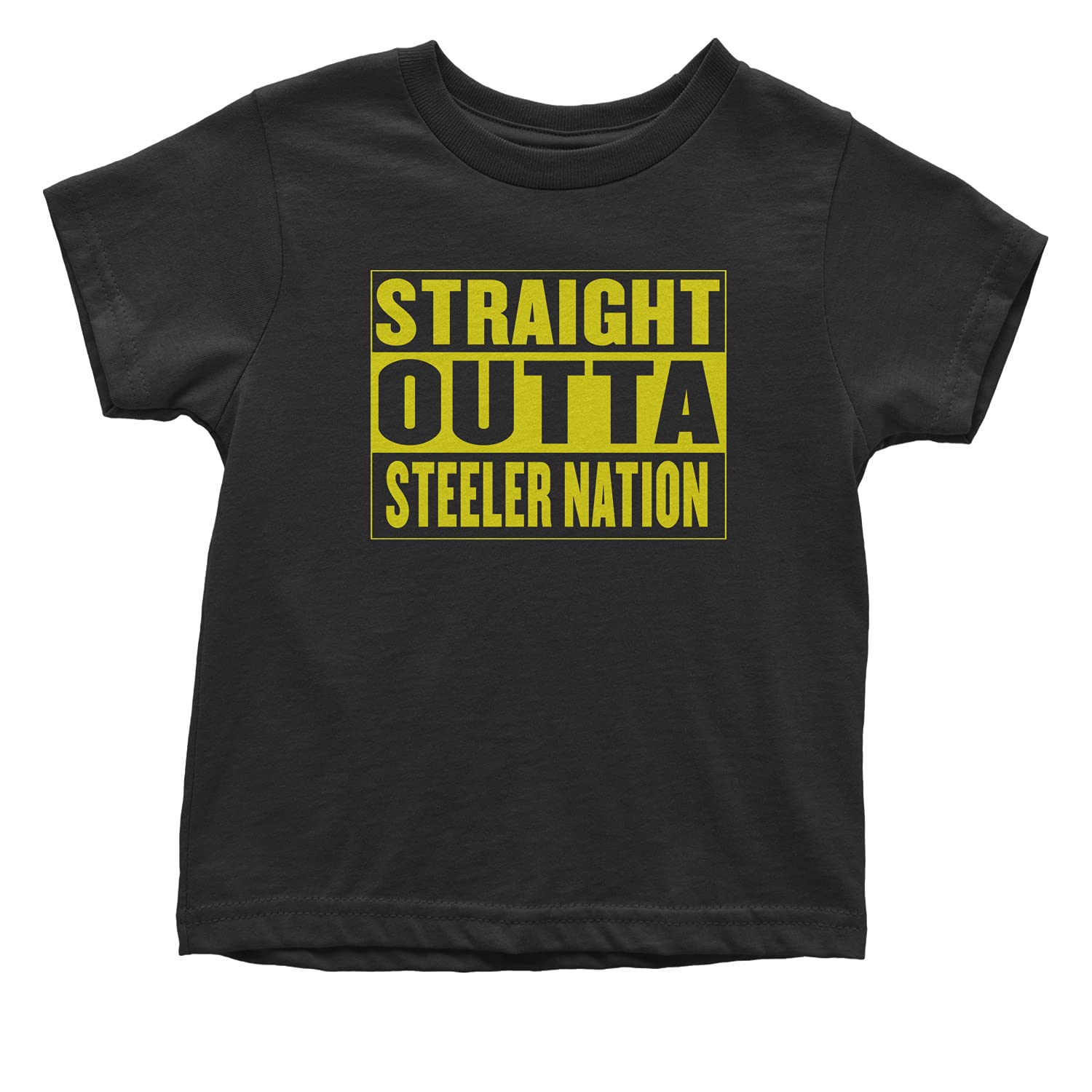 Straight Outta Steeler Nation Football Infant One-Piece Bodysuit and Toddler T-Shirt