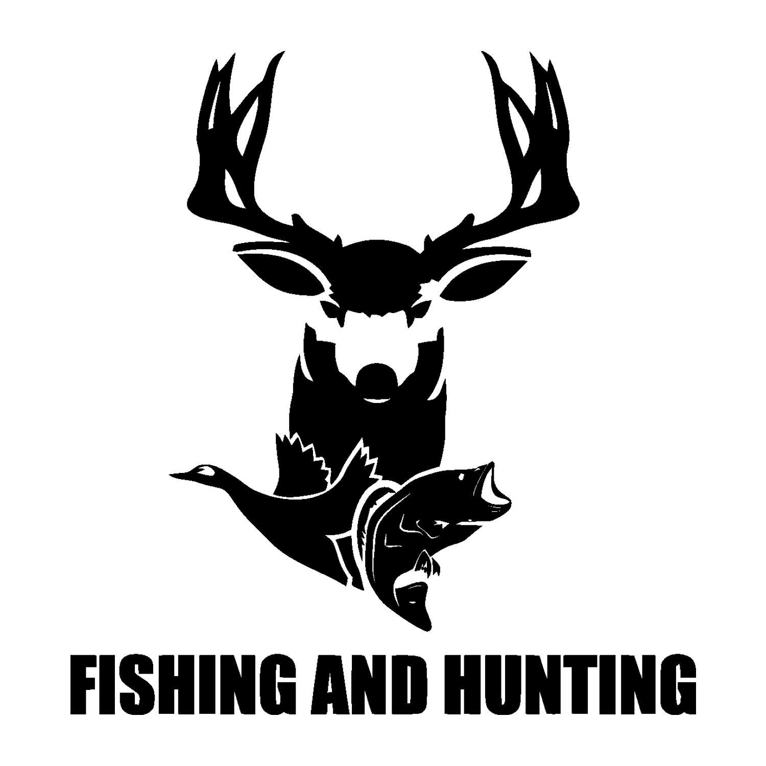 Fishing Hunting Style Sticker-Fishing Hunting Fish Hobbies Deer-Wall Decal Sticker-Man Cave Club Room Wall Decor Decals-Removable Stickers-BxSxK00-05-31-11x11.74 in