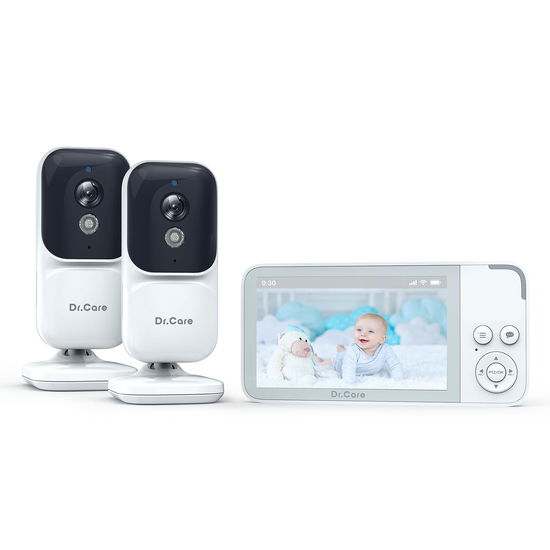 NeoView Video Baby Monitor with 2 Cameras-3.5” Screen, 2-Way Audio, Video Loop Recording, Night Vision, Real-Time/VOX Monitoring, Temperature Sensor, Lullabies, No Wi-Fi(Supports Up to 128GB)