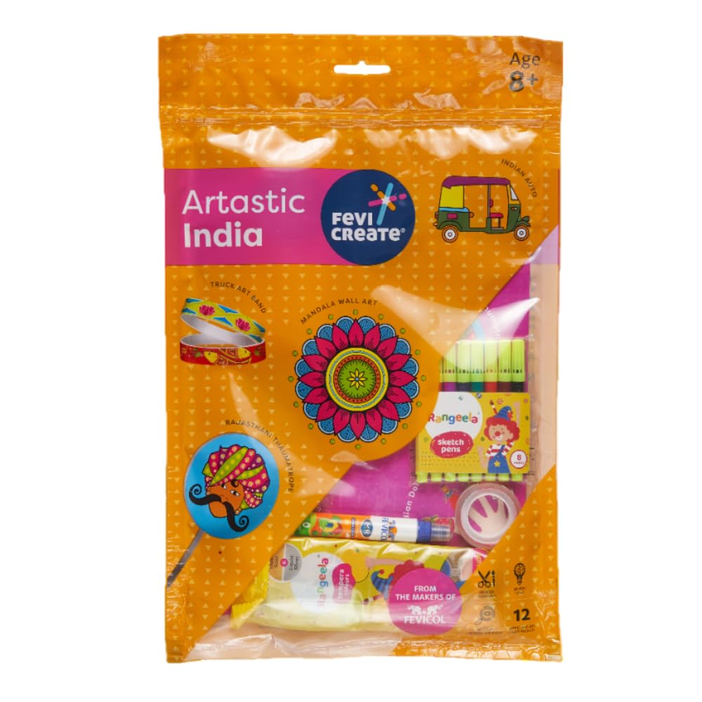 Fevicreate Artastic India Craft Kit | Project Book with 12 Educational Activities, Colours, Craft Supplies | Fun way to boost child's knowledge | By Fevicol | Return Gift for Kids Age 8+ years