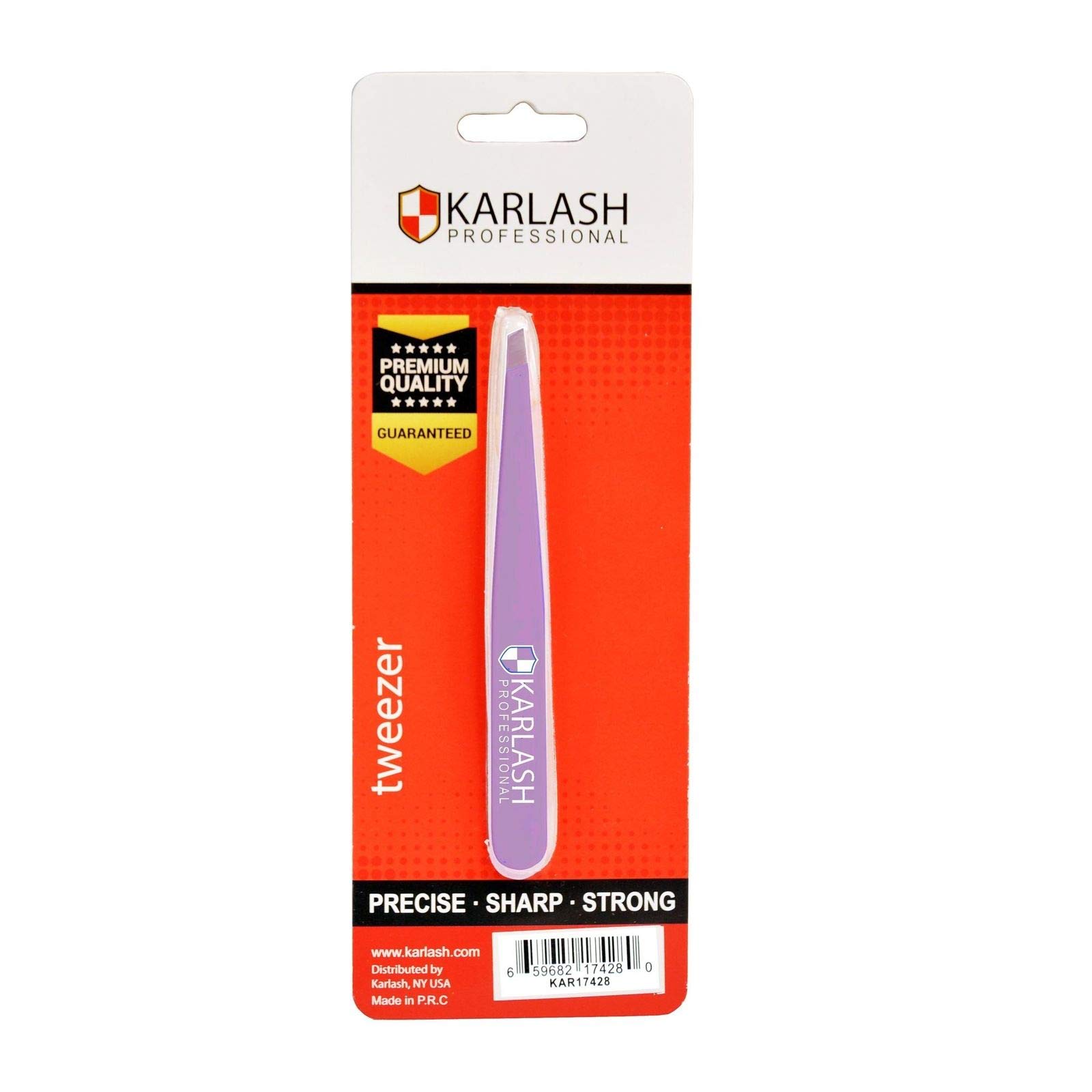 Karlash Slant Tweezers Professional Stainless Steel Slant Tip Tweezer Premium Precision Eyebrow (Purple)