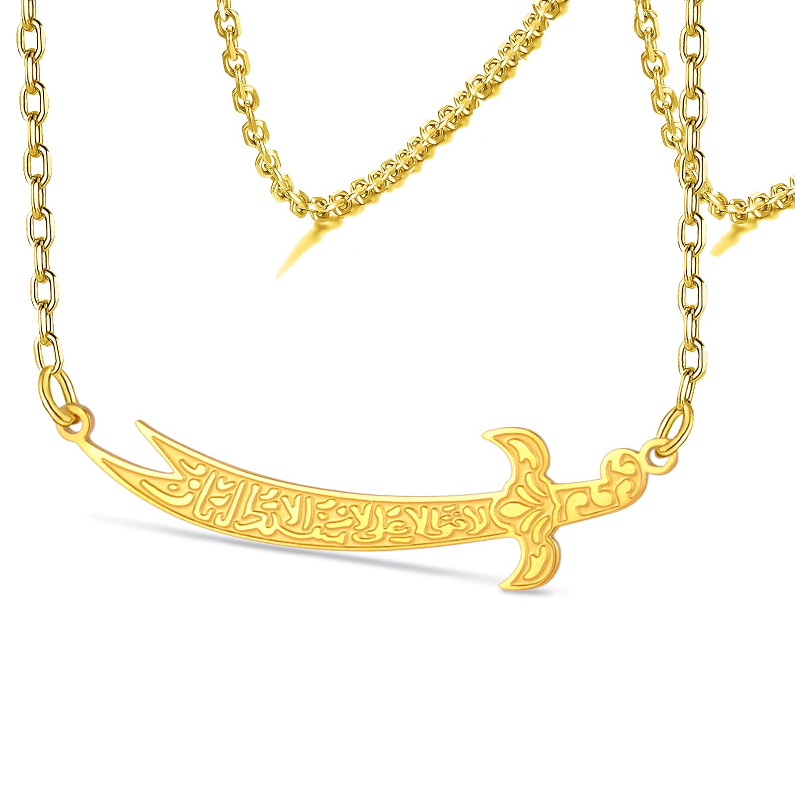 VASSAGOZulfiqar Sword Necklace for Women Men Zulfiqar Necklace Imam Ali Zulfiqar Sword Pendant Arabic Islamic Muslim Rune Jewelry Talisman Amulet Religious Gift