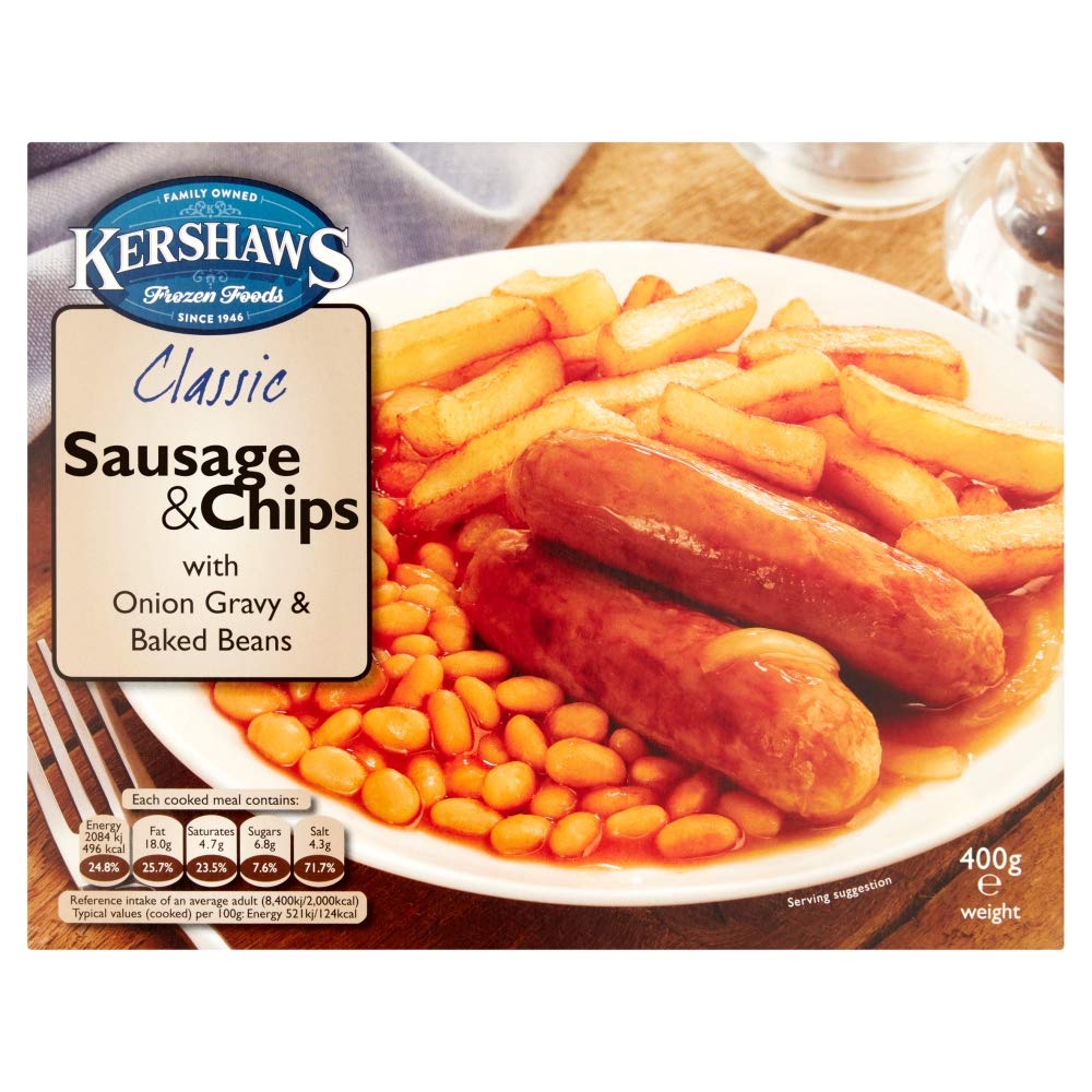 Kershaw's Sausage and Chips, 400g (Frozen)