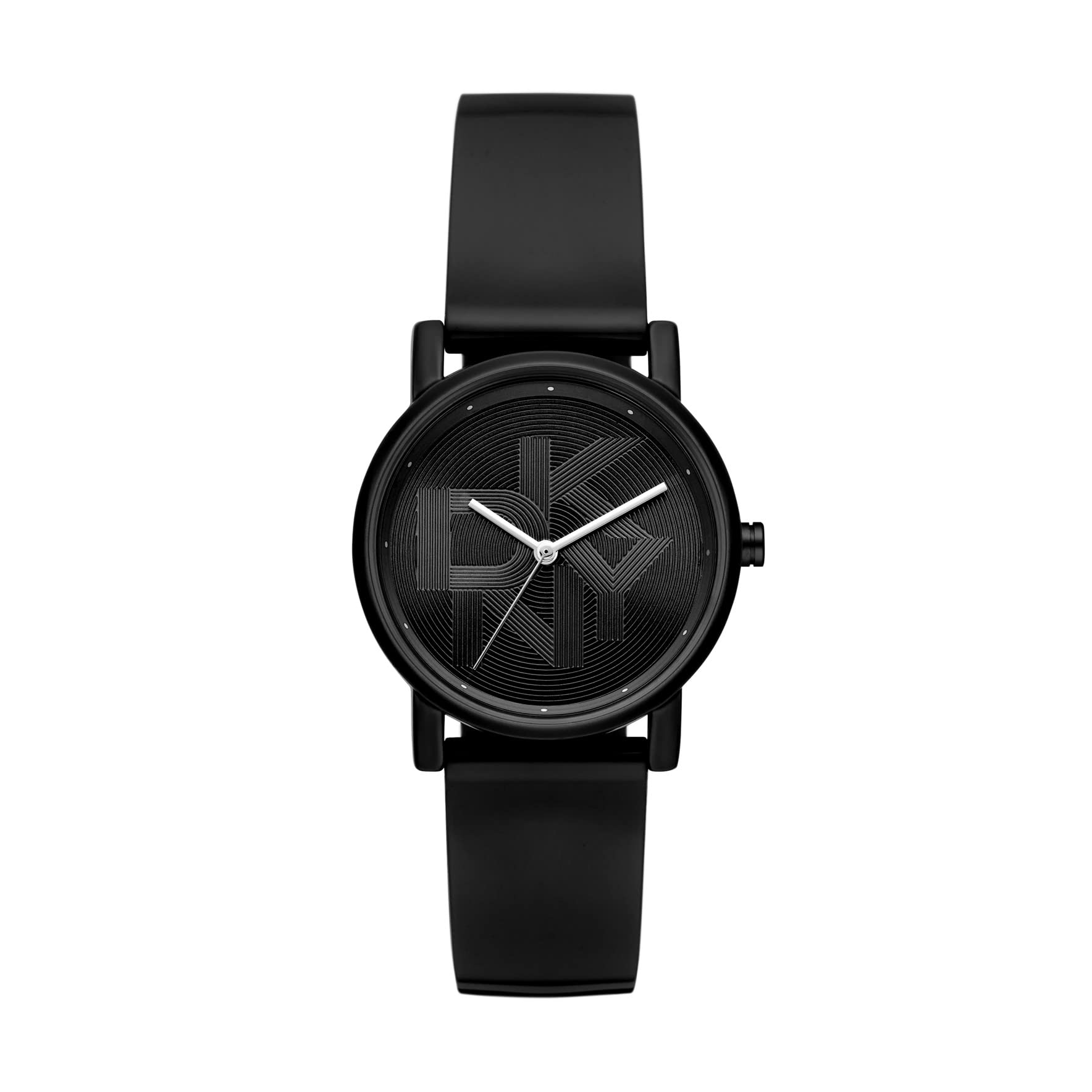 DKNY Women's Soho Alloy Steel Quartz Watch with Polyurethane Strap, Black, 18 (Model: NY6614), Black