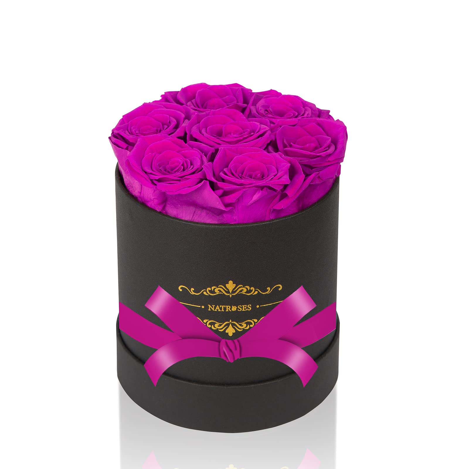 NATROSES Preserved Real Roses in a Box Roses That Last Up to 3 Years, Long Lasting Roses Gifts for Her, Valentines Day Gifts for Her (Purple)