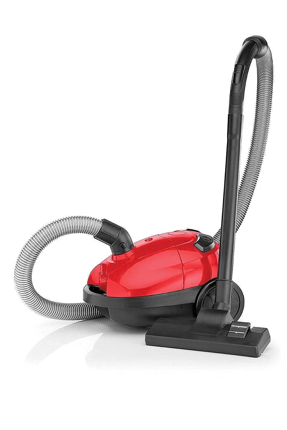 BLACK & DECKER Portable Corded Vacuum Cleaner, 1000W, with 1L Dust Bag, 3-Speed Settings for Deep Cleaning, Anti-Tangle Beater Bar, Easy Empty Bowl, Battery Indicator - Red/Black, VM1200-B5