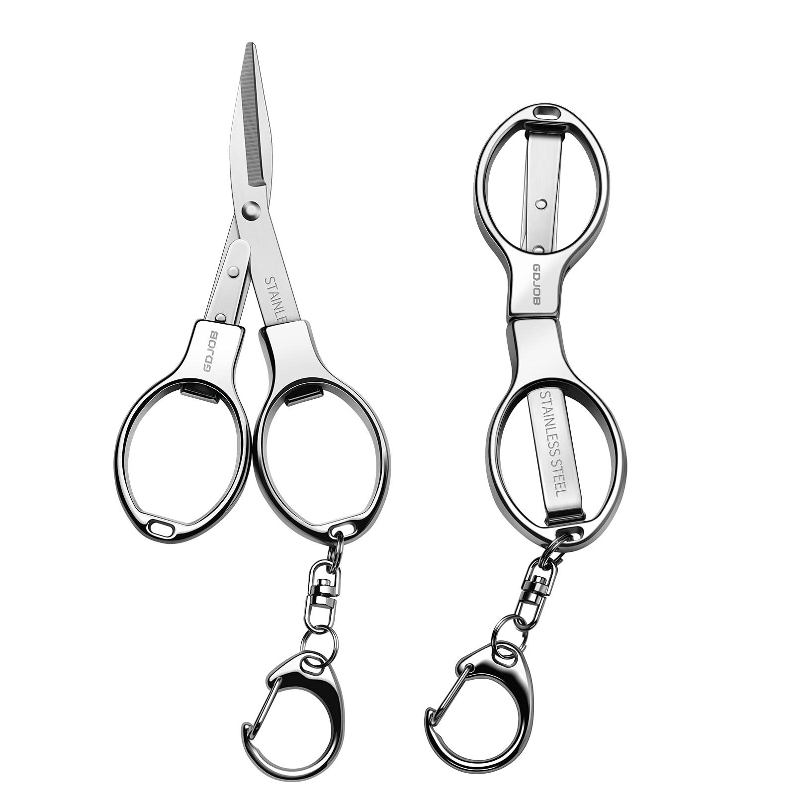 Folding Scissors, 2 PCS Secure Portable Keychain Travel Scissors, Stainless Steel Retractable Knife, Secure Portable Travel Travel Scissors for Home, Office, Fishing