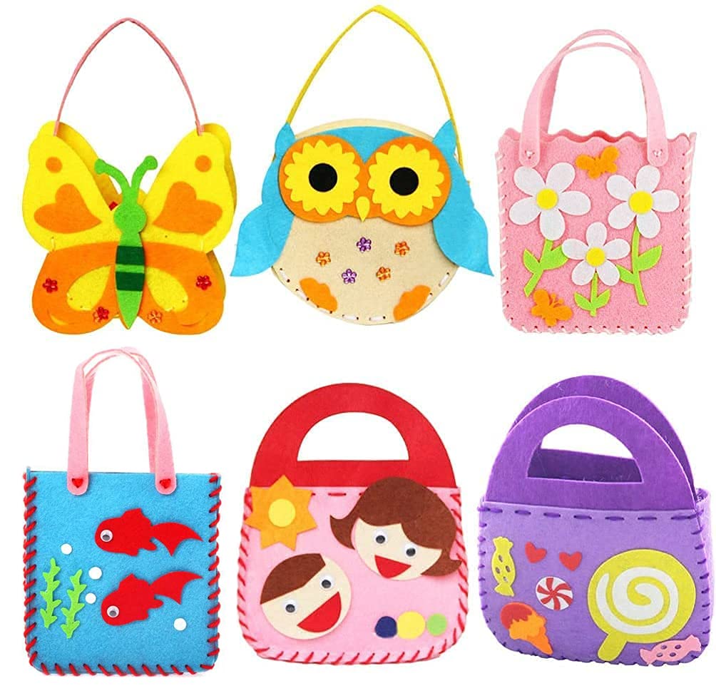 HSJX Children's Fabric DIY Crafts Handbag (Pack of 6)