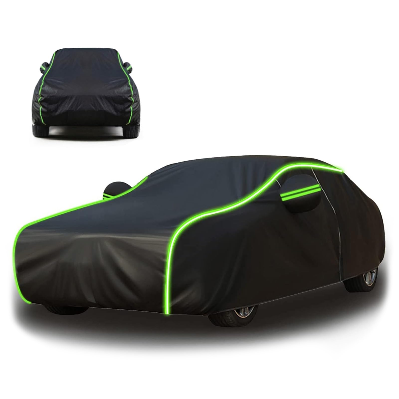 Car Cover Waterproof for Toyota AXV-IV 1991, Car Cover Outdoor, Car Covers Waterproof Breathable Large, Sun And Rain Protection Car Covers, Customized All-weather Waterproof(Black-Green,Thin)