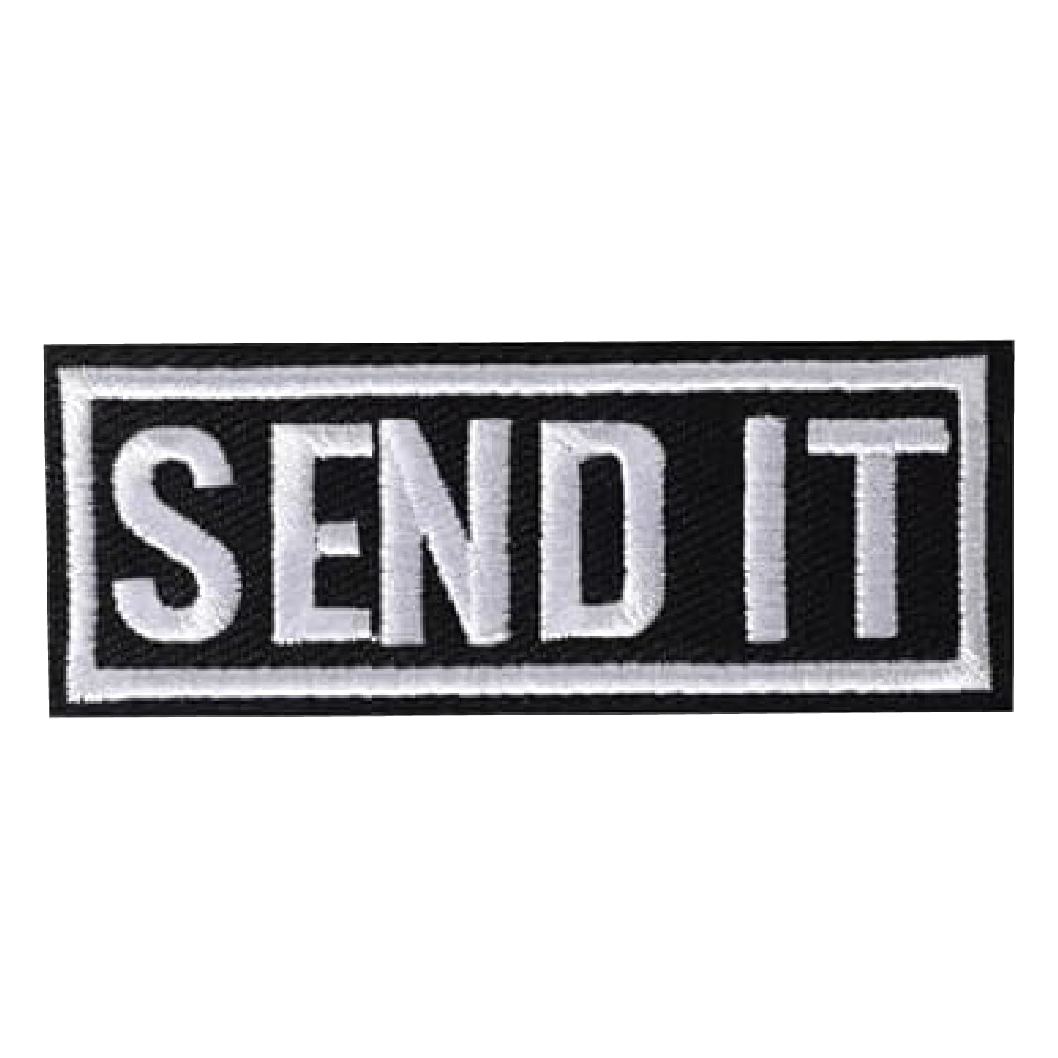 BASBOOSA Send it Embroidery Patches for Clothes Jackets Rider Bag Hat - SWE on Patches (3 x 1.8 Inches)