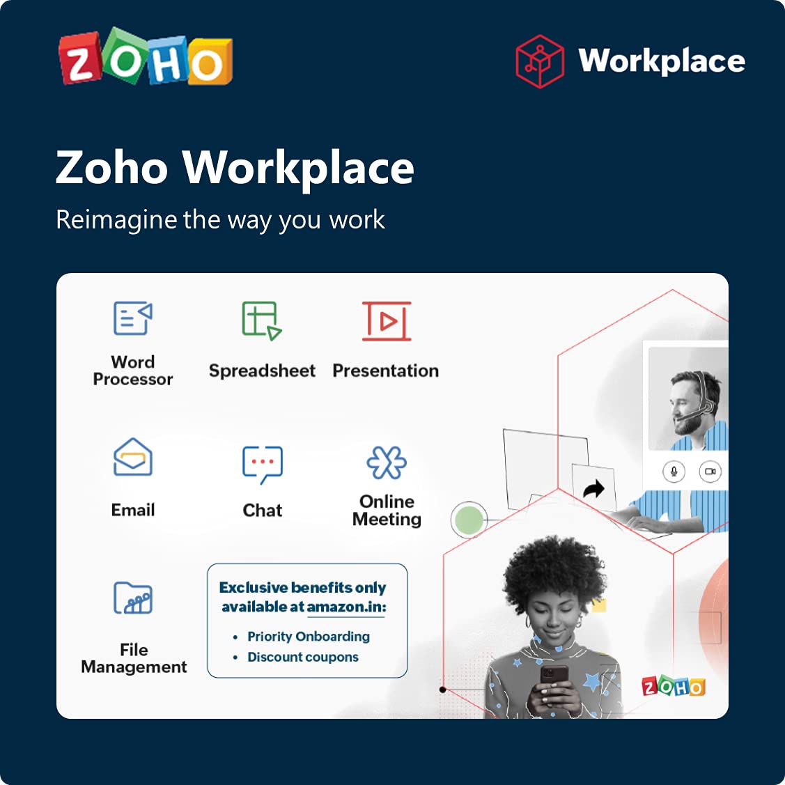 Zoho Workplace: Email & Office Suite Software, 1 Month Plan, Price Per User (Part Of Digital Suite,Digital Copy)